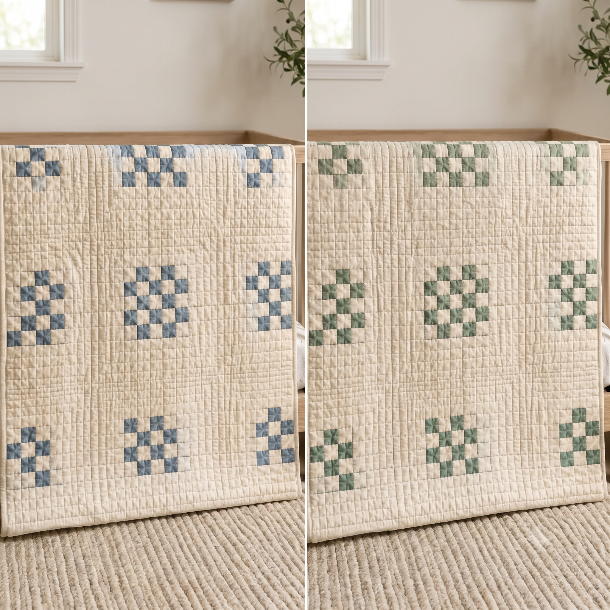 Nine Patch Quilt Pattern PDF, Beginner Modern Quilt Pattern, Minimalist Patchwork Throw, 48x60 Quilt Instant Download