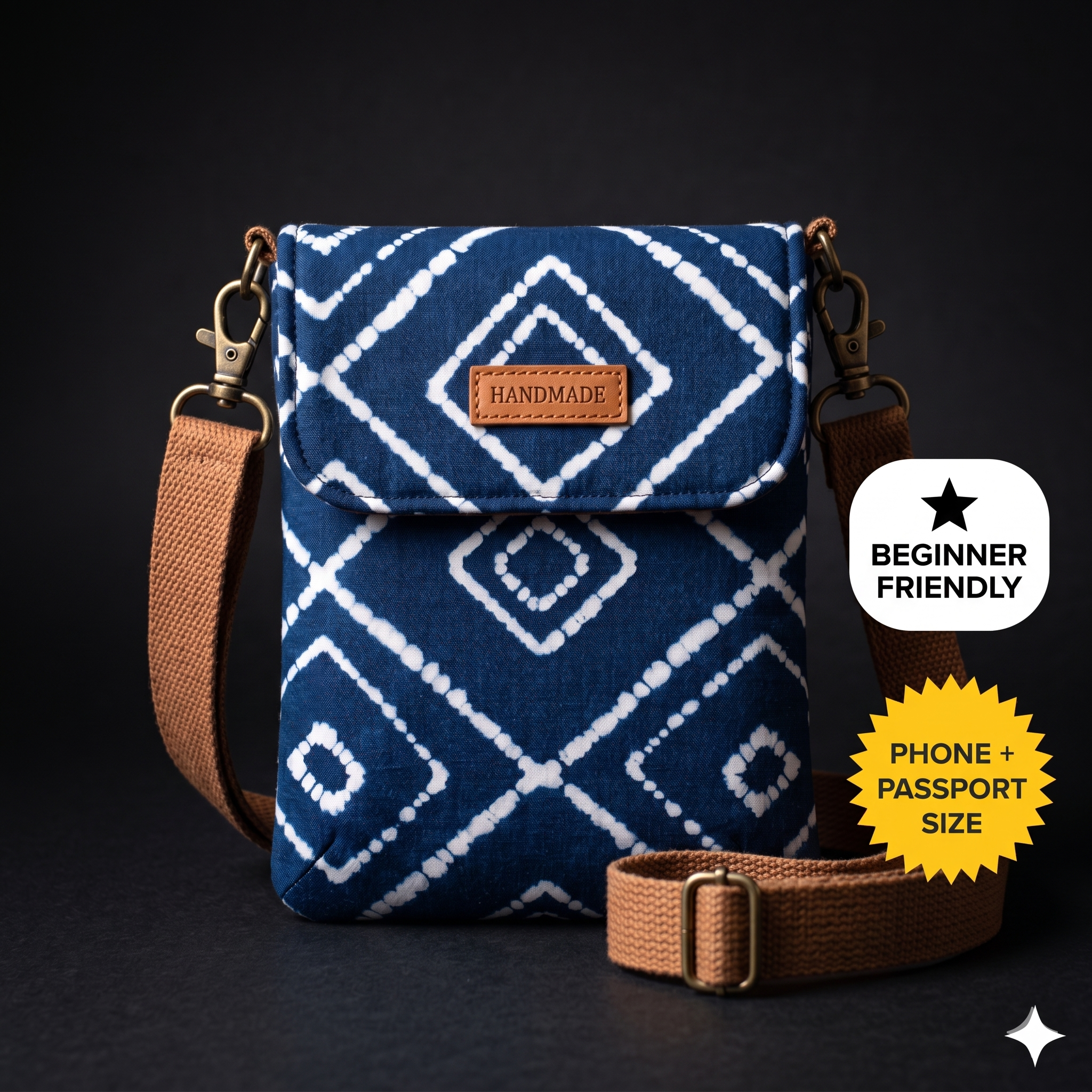 Noor Crossbody Sling Pouch PDF Sewing Pattern | Beginner Crossbody Phone Bag Tutorial | DIY Minimalist Passport Purse | Small Sling Bag Make
