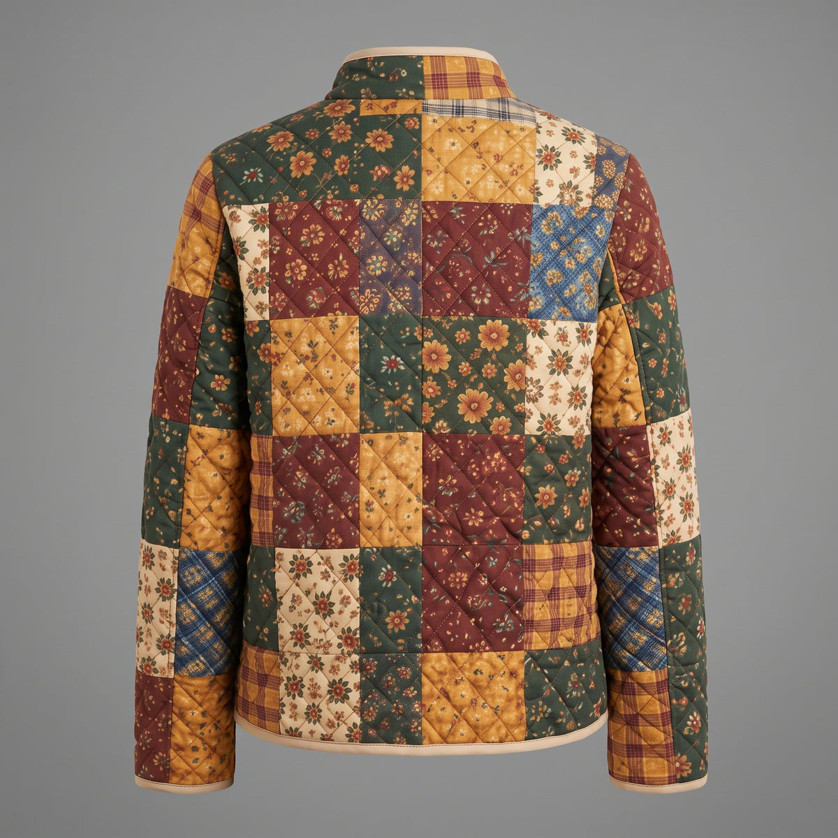 Quilted Patchwork Jacket Sewing Pattern PDF | Lined Stand Collar Jacket with Bound Edges | Sizes XS-XL | A4, Letter & A0