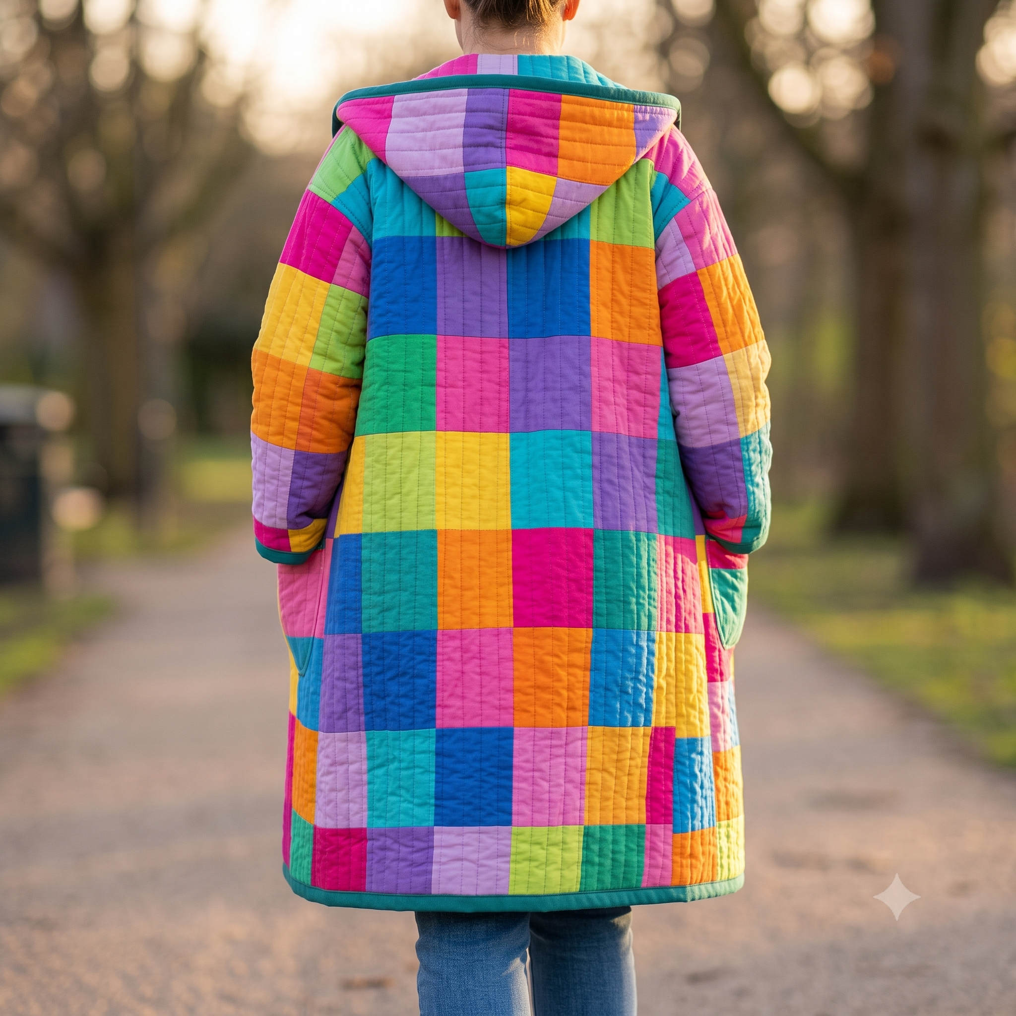 Patchwork Quilt Coat Sewing Pattern PDF | Hooded Quilted Jacket | Scrap Busting Long Coat | Instant Download
