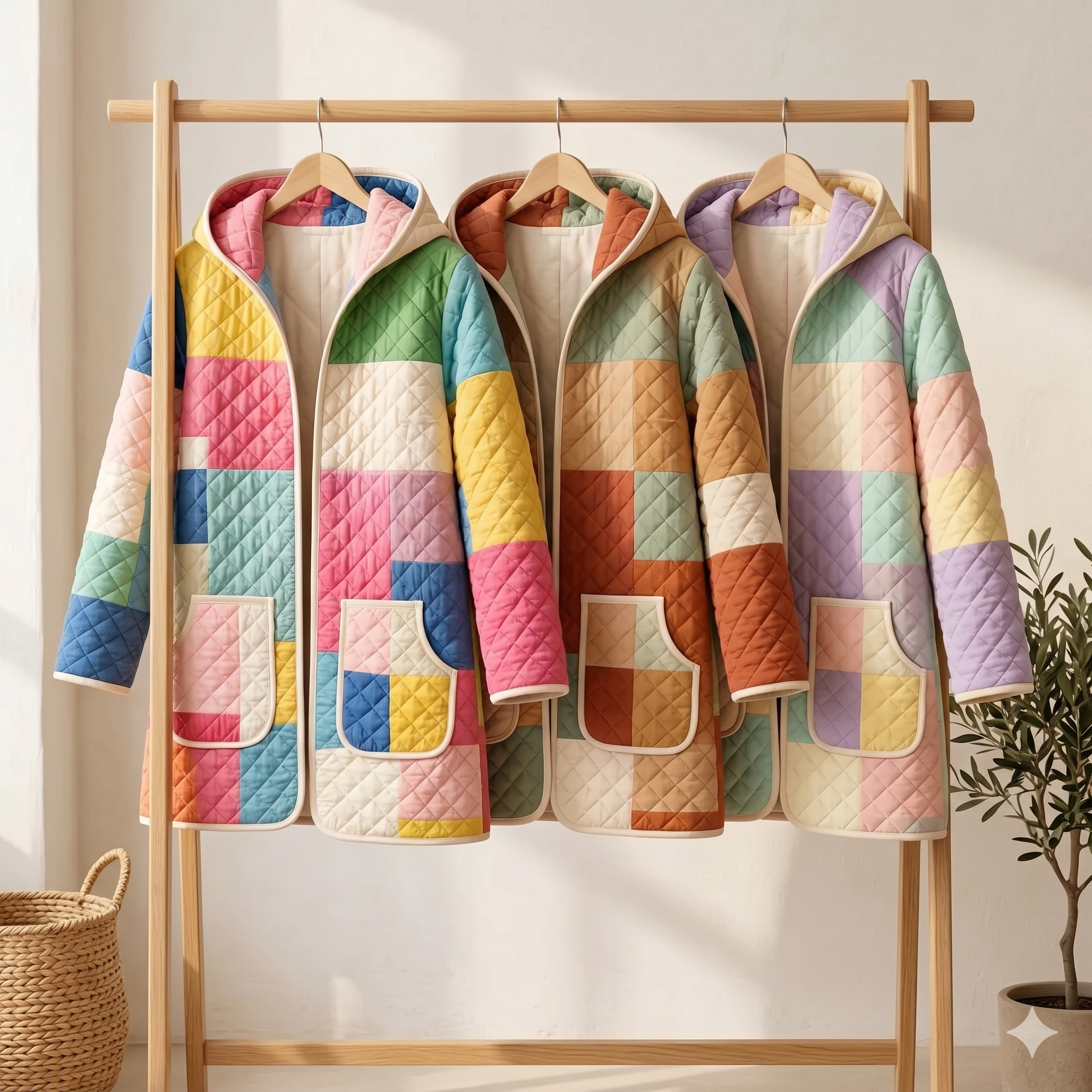 Quilted Jacket Sewing Pattern Mini Length Hooded Coat Sewing Tutorial XXS-5XL Long Sleeve Cardigan