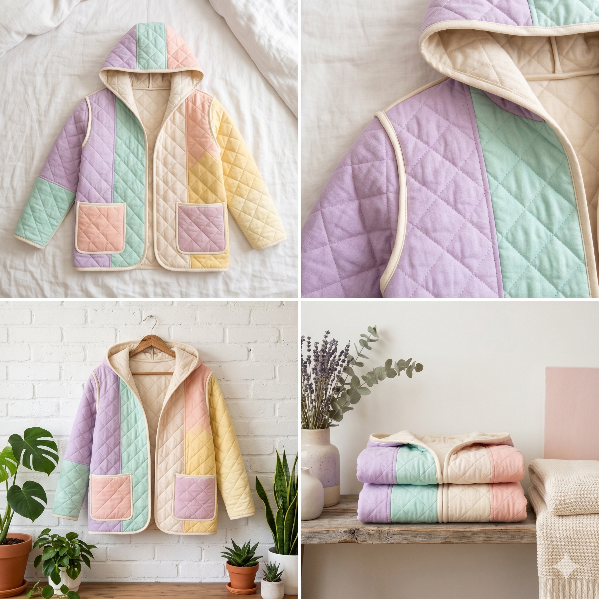 Quilted Jacket Sewing Pattern Mini Length Hooded Coat Sewing Tutorial XXS-5XL Long Sleeve Cardigan
