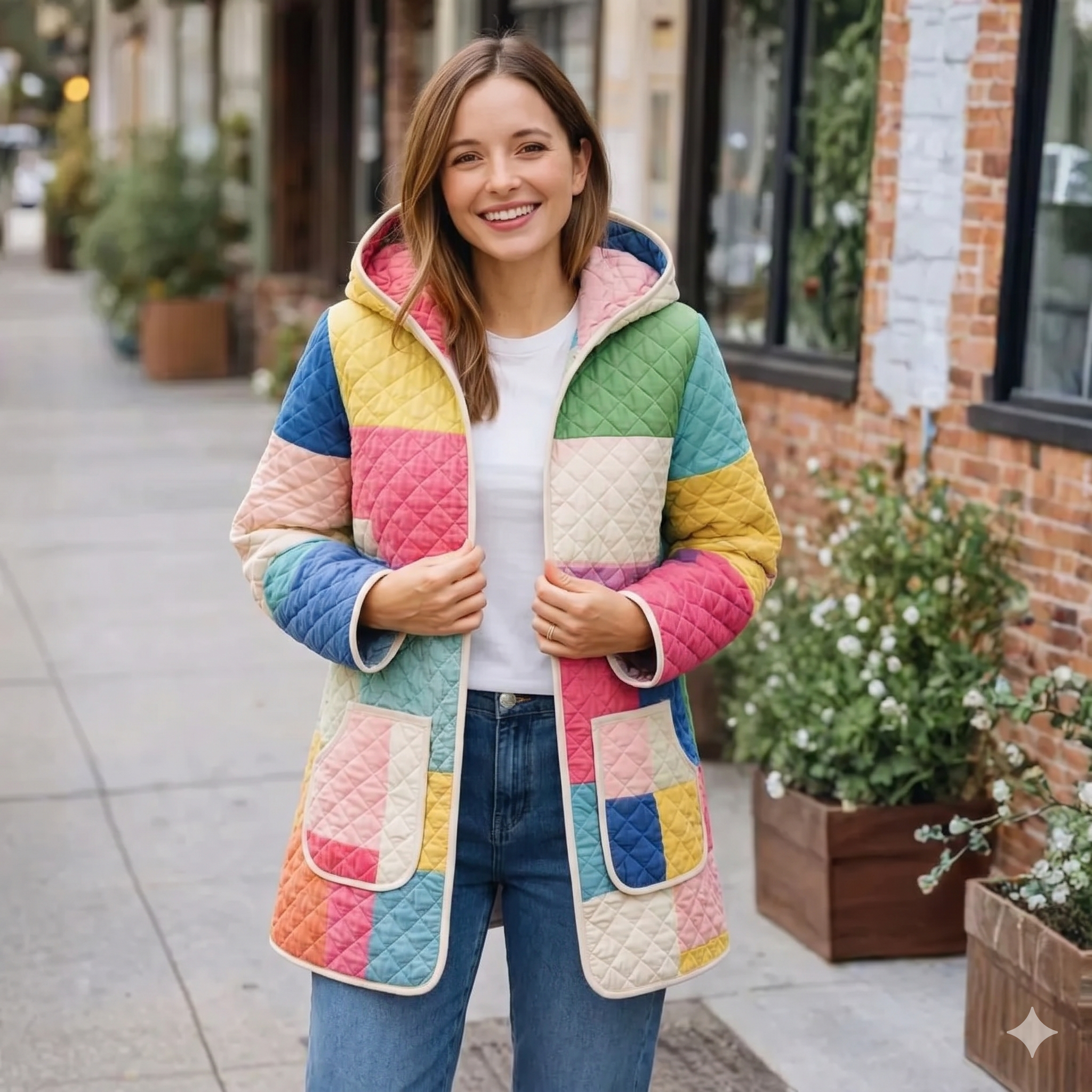 Quilted Jacket Sewing Pattern Mini Length Hooded Coat Sewing Tutorial XXS-5XL Long Sleeve Cardigan