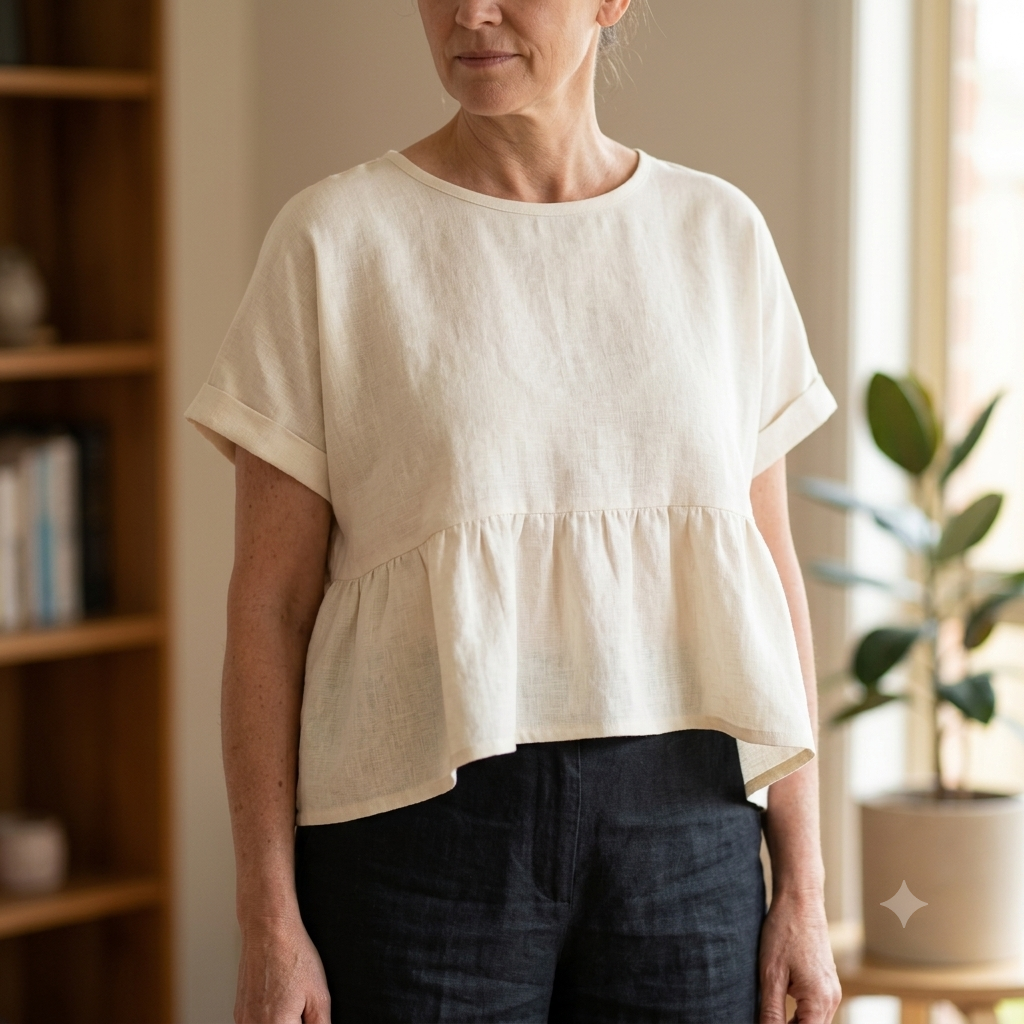 Peplum Top PDF Sewing Pattern, Cropped Swing Top Pattern, Beginner Top Sewing Pattern, Oversized Peplum Blouse Instant Download