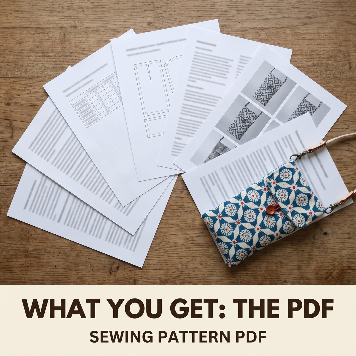 Phone Crossbody Bag Sewing Pattern PDF, Small Pouch with Flap, Detachable Adjustable Strap and Card Pocket