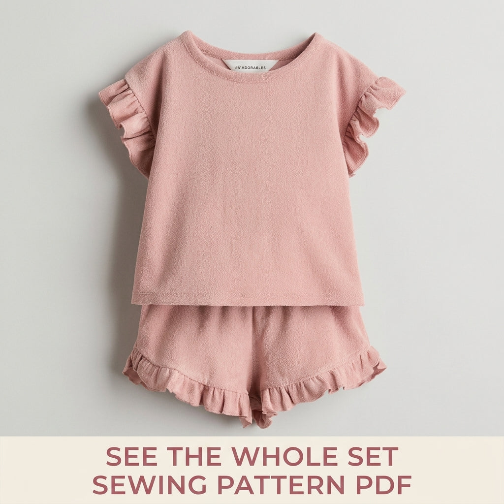 Kids Ruffle Terry Top and Shorts Sewing Pattern PDF –  Summer Set
