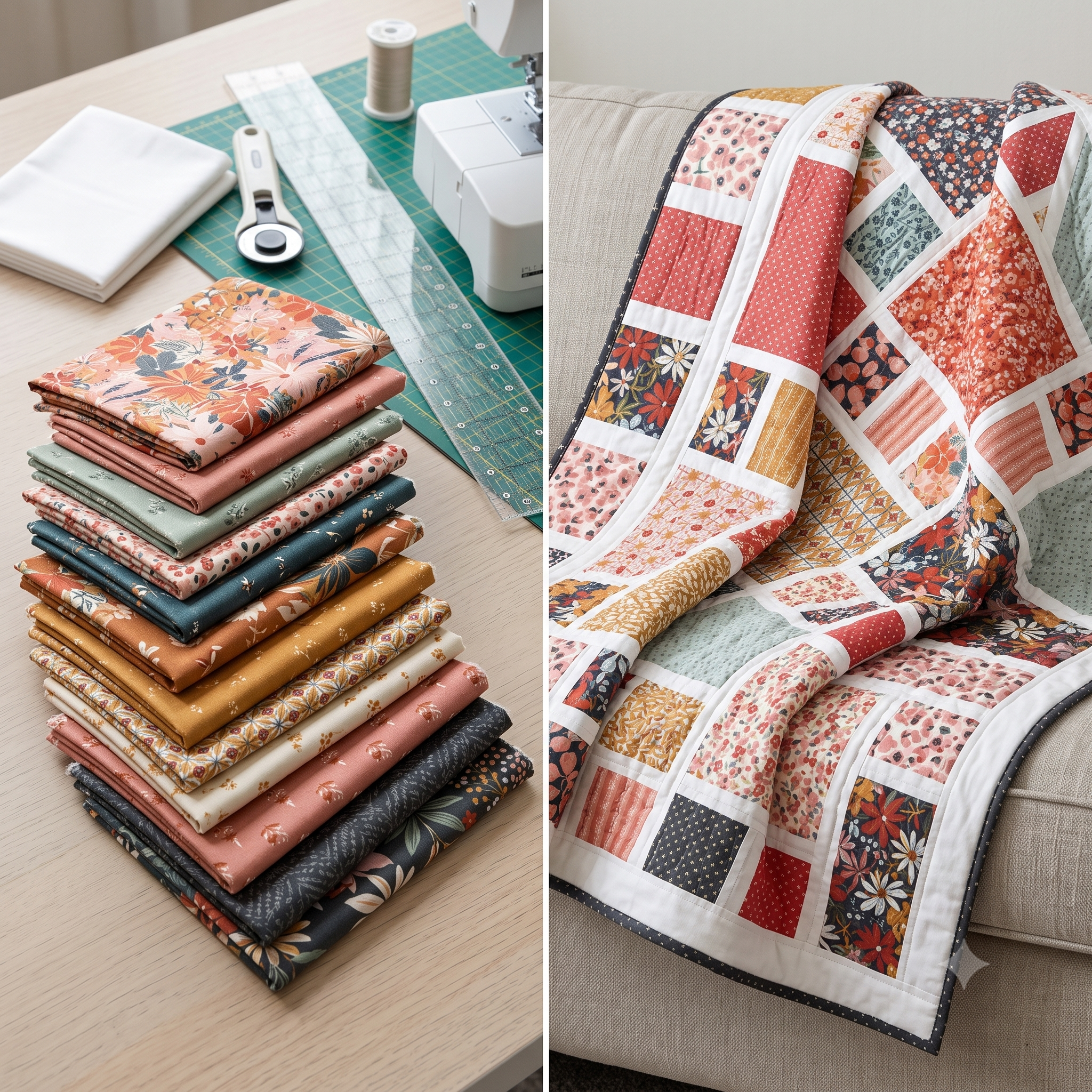 Quilt Pattern PDF | Fat Quarter Friendly Framed Squares Quilt | Crib and Throw Sizes | Easy Modern Quilt | Instant Download