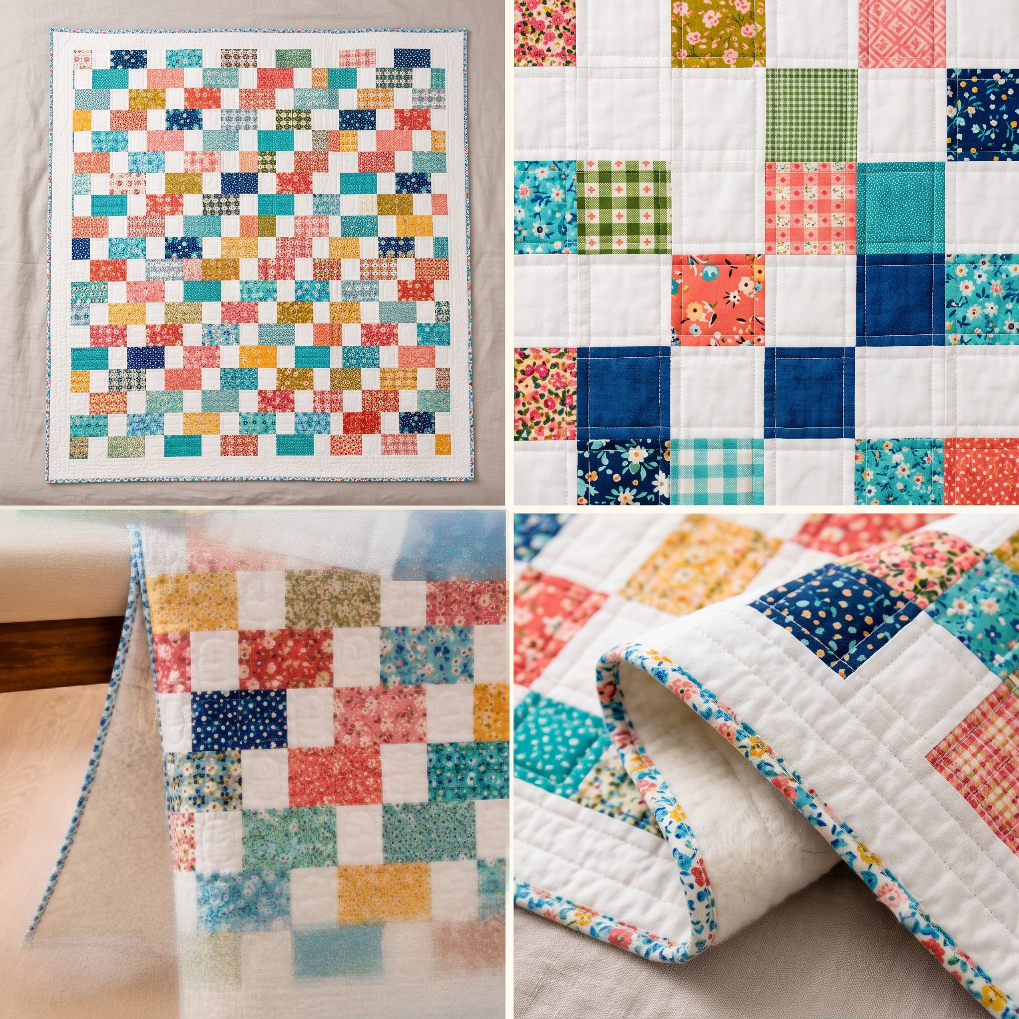 Quilt Pattern PDF, Modern Patchwork Throw Quilt, Beginner Friendly Scrappy Quilt, 2 Sizes Instant Download
