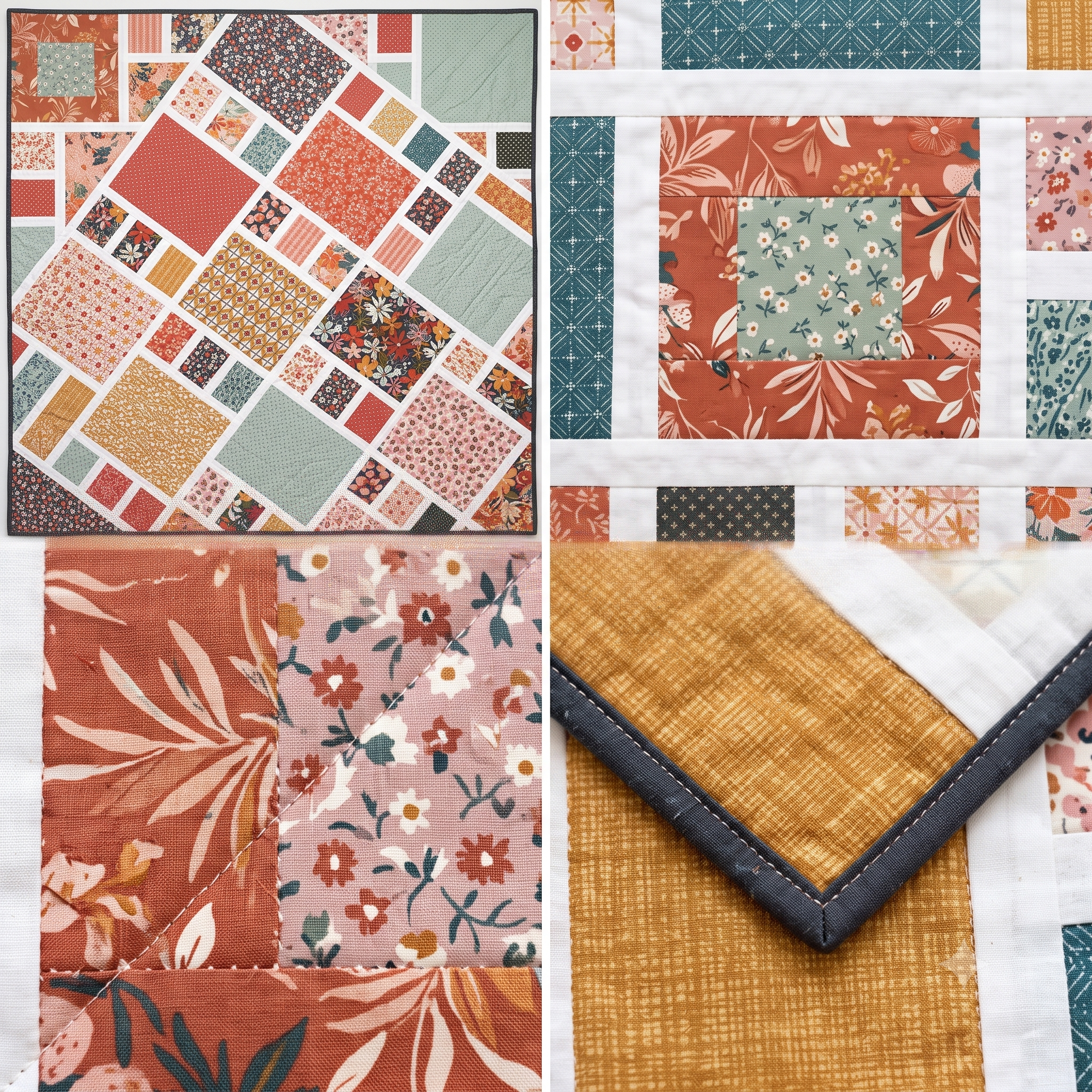 Quilt Pattern PDF | Fat Quarter Friendly Framed Squares Quilt | Crib and Throw Sizes | Easy Modern Quilt | Instant Download