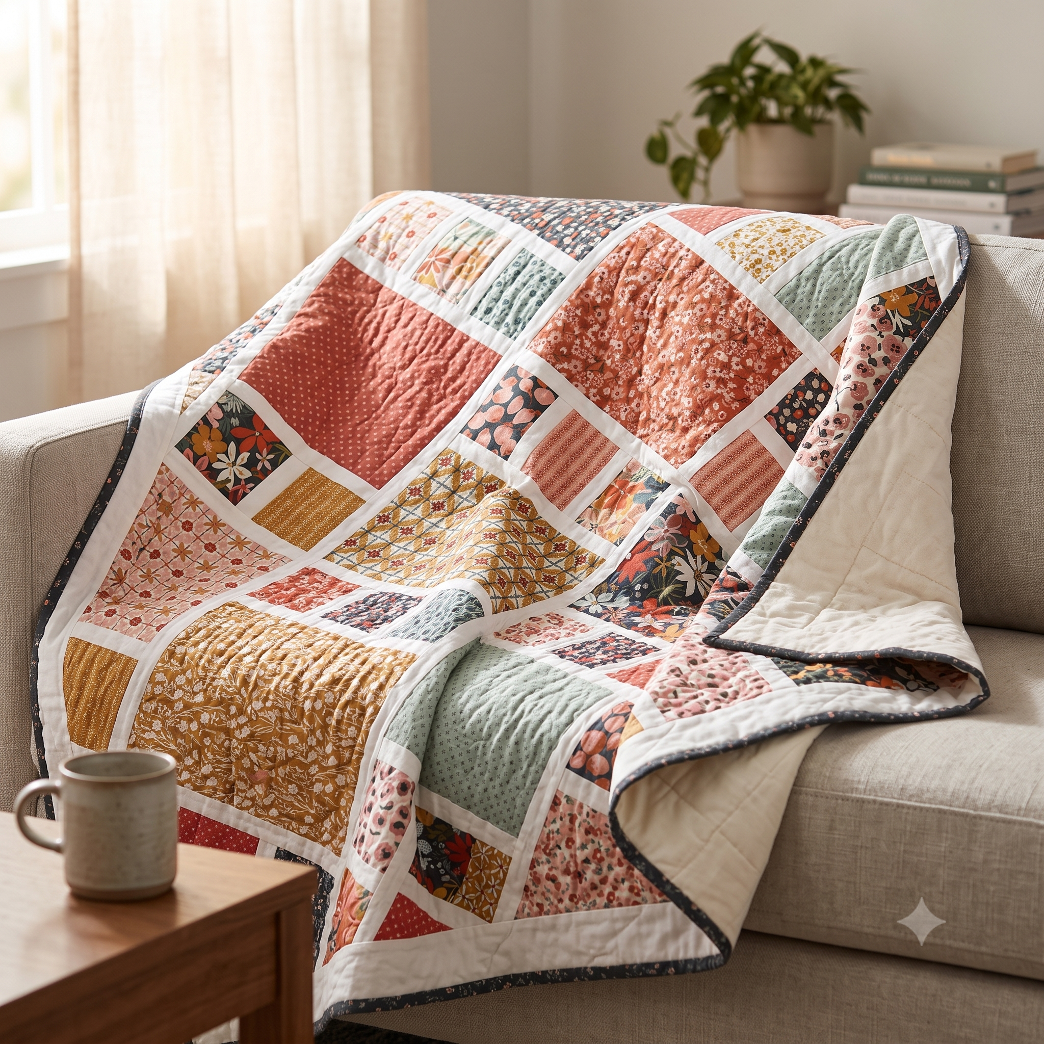 Quilt Pattern PDF | Fat Quarter Friendly Framed Squares Quilt | Crib and Throw Sizes | Easy Modern Quilt | Instant Download