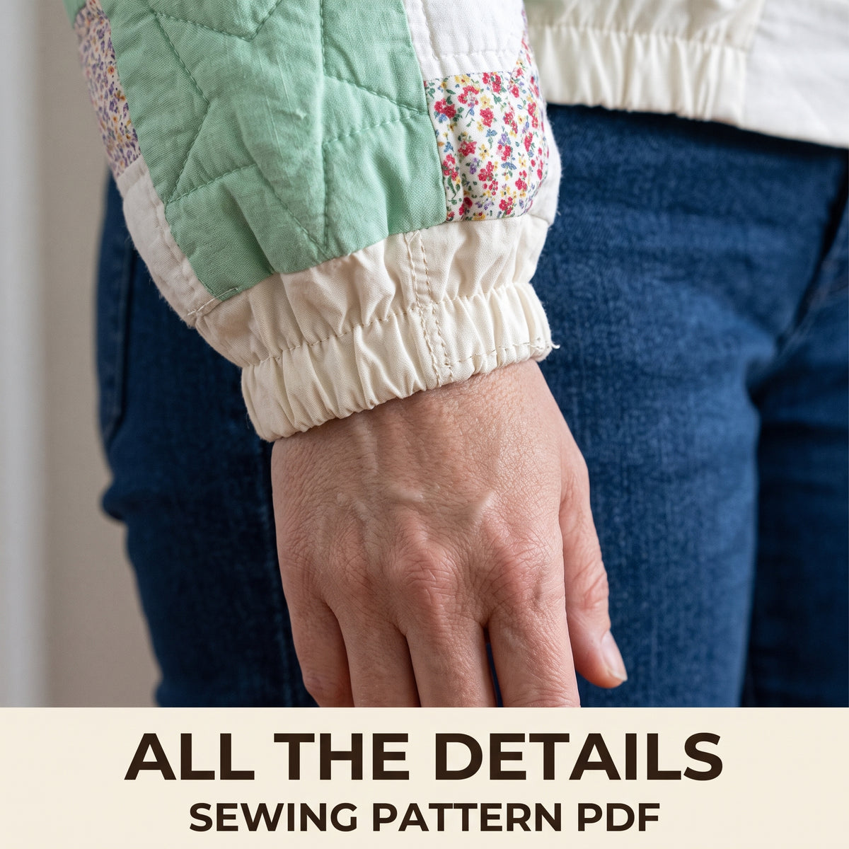 Quilt Bomber Jacket Sewing Pattern PDF, Oversized Zip Jacket from a Vintage Bowtie Quilt, Elastic Hem and Cuffs, XS–3XL