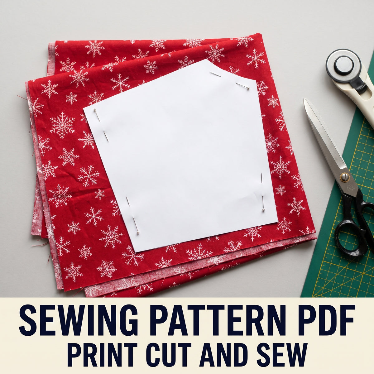 Quilted Christmas Wreath Sewing Pattern PDF – Folded Fabric Petals with Mini Patchwork Tree, 20 inch Door Hanger