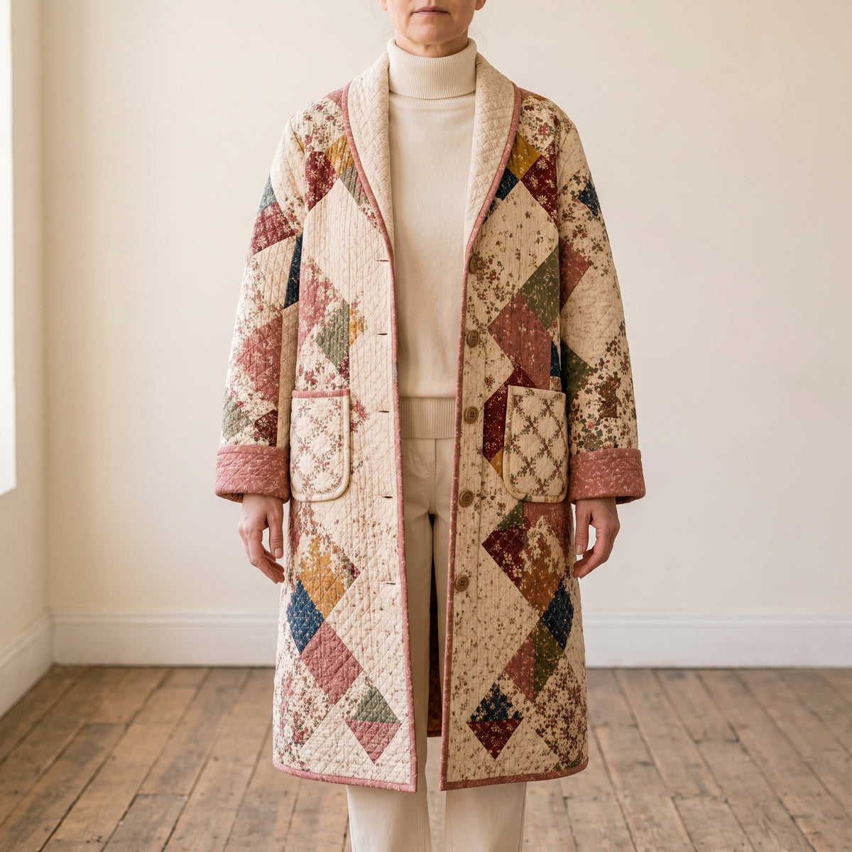 Quilt Coat Sewing Pattern | Sawtooth Star Patchwork Coat, Sizes S-XL | 52 Page Guide, 25 Photos | No Templates to Tape | PDF