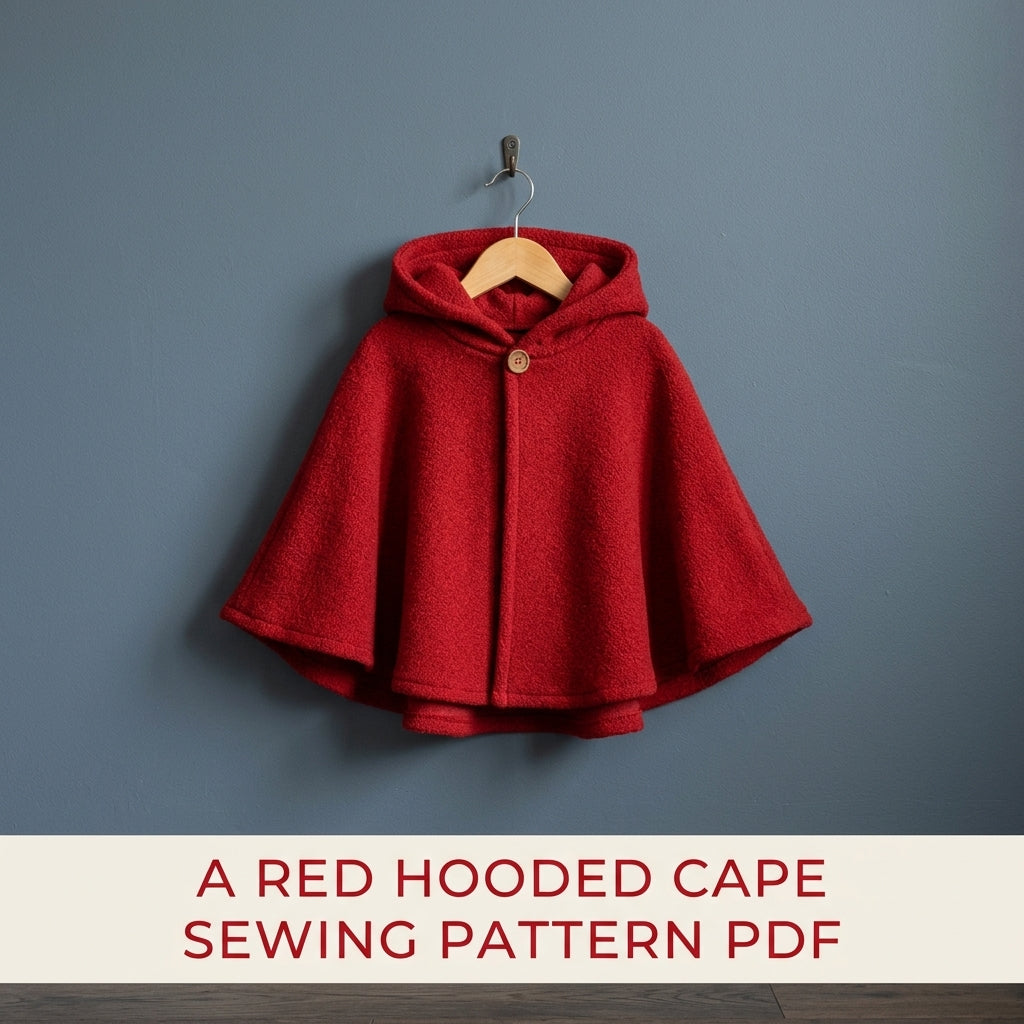 Kids Red Hooded Cape Sewing Pattern PDF – Easy Circle Cape