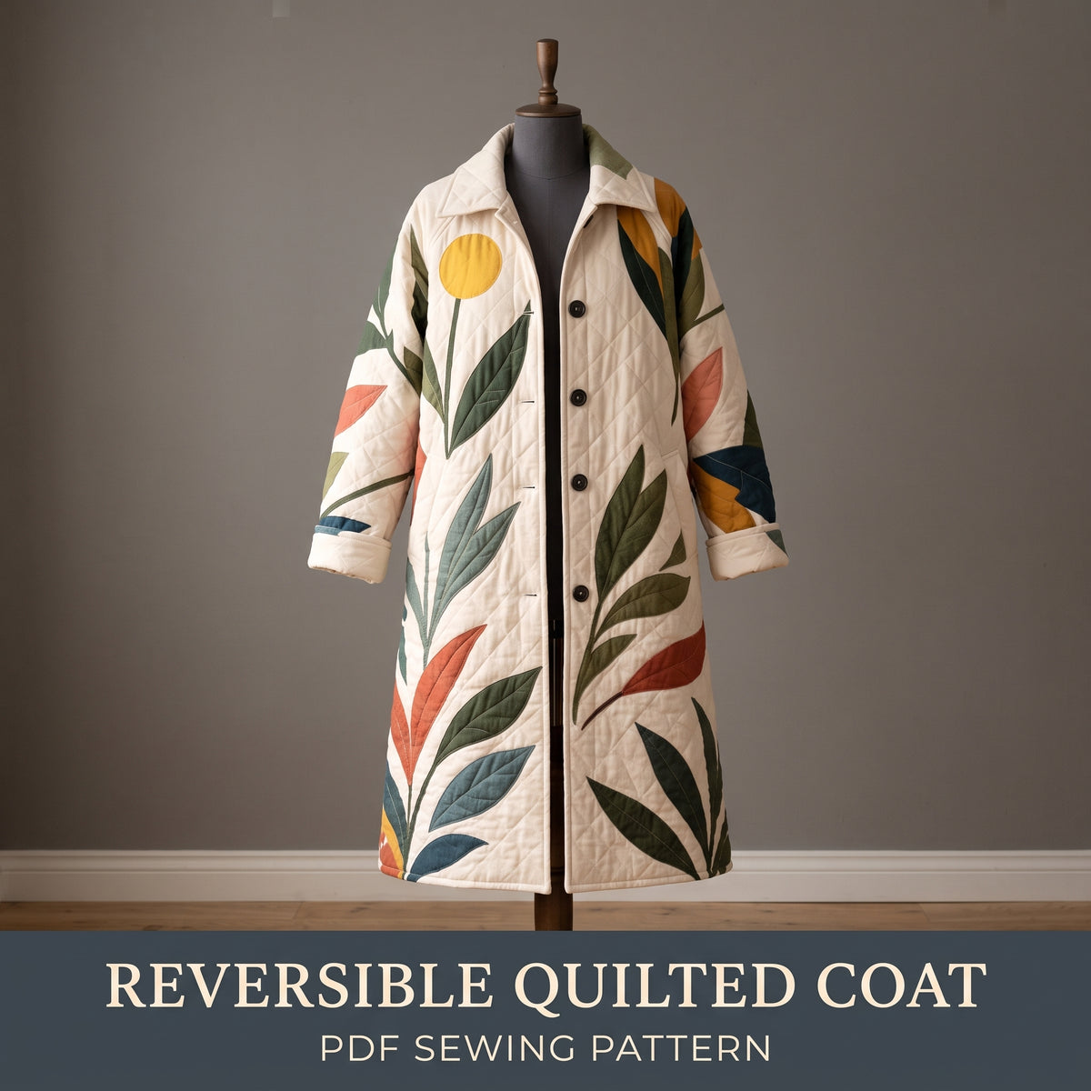 Reversible Quilted Coat Sewing Pattern PDF, Patchwork Jacket