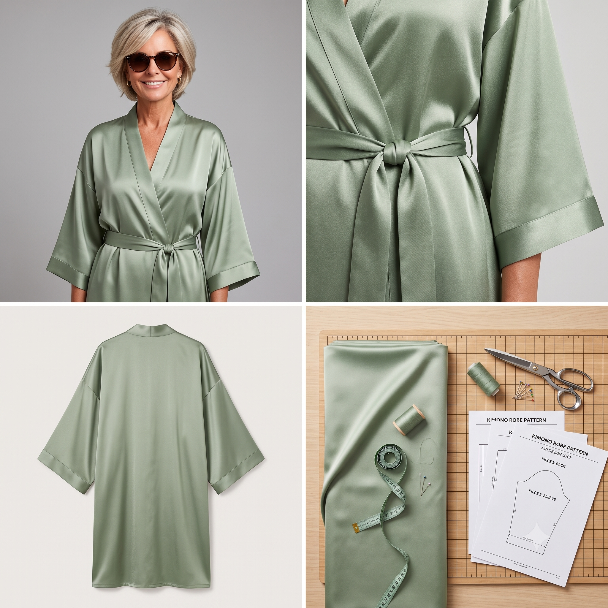 Robe Sewing Pattern PDF | Kimono Robe Pattern for Women, Bridesmaid Robe with Pockets, Advanced Beginner, 8 Sizes, Instant Download