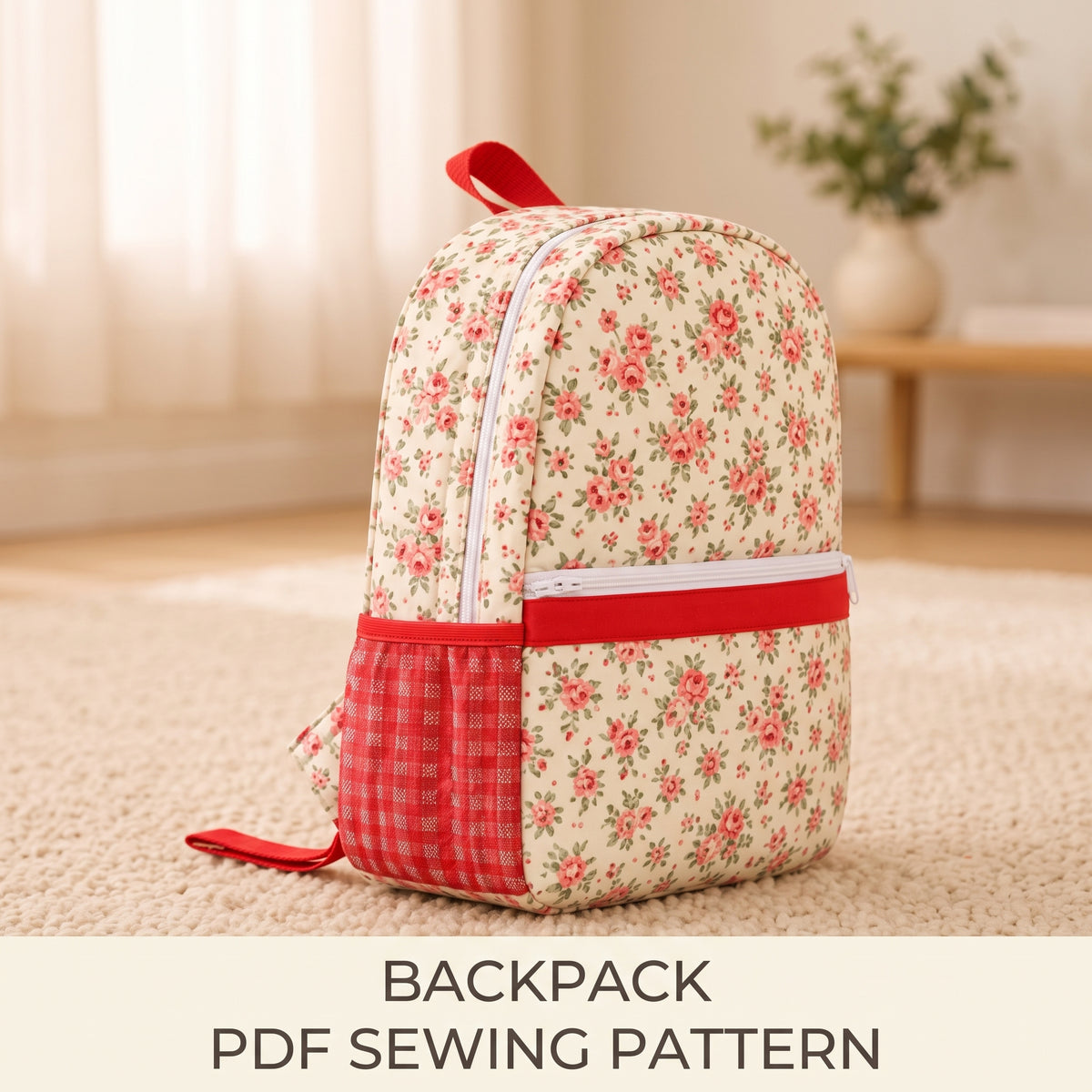 Beginner Backpack PDF Pattern | Rucksack / Book Bag 15 x 13 x 5 in | Instant Download, A0 A4 US Letter