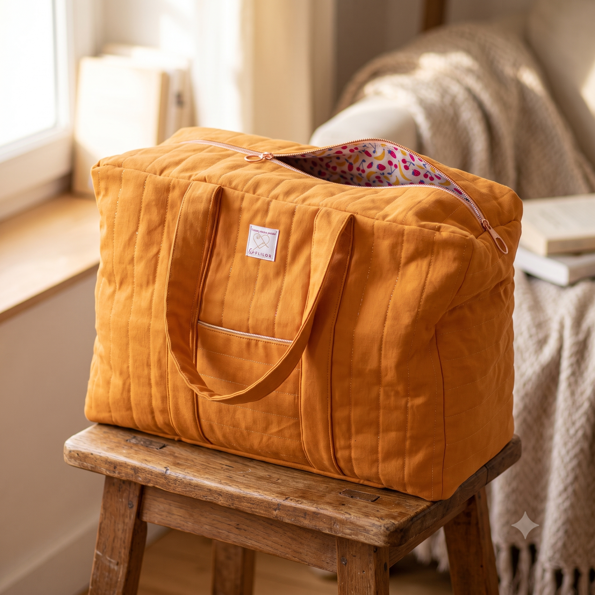 Sac Week-end Sewing Pattern – PDF Quilted Weekender Bag Pattern – Overnight Travel Duffle Bag with Zip – 44×33×20 cm – A4 Print at Home – Instant Download