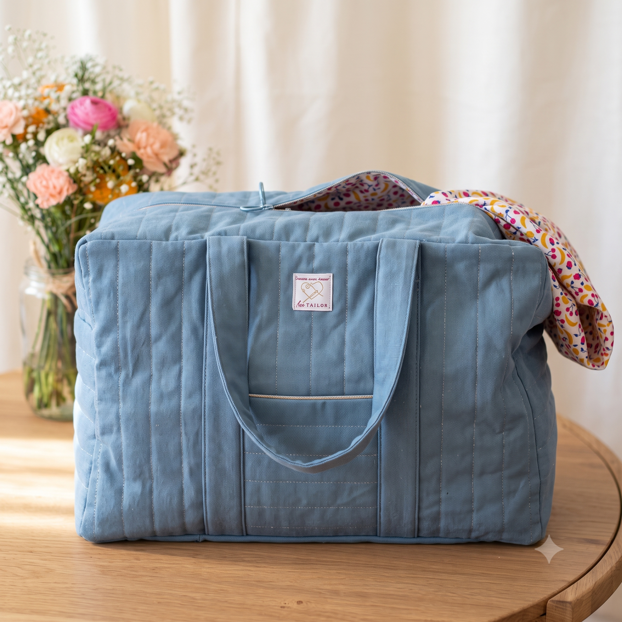 Sac Week-end Sewing Pattern – PDF Quilted Weekender Bag Pattern – Overnight Travel Duffle Bag with Zip – 44×33×20 cm – A4 Print at Home – Instant Download
