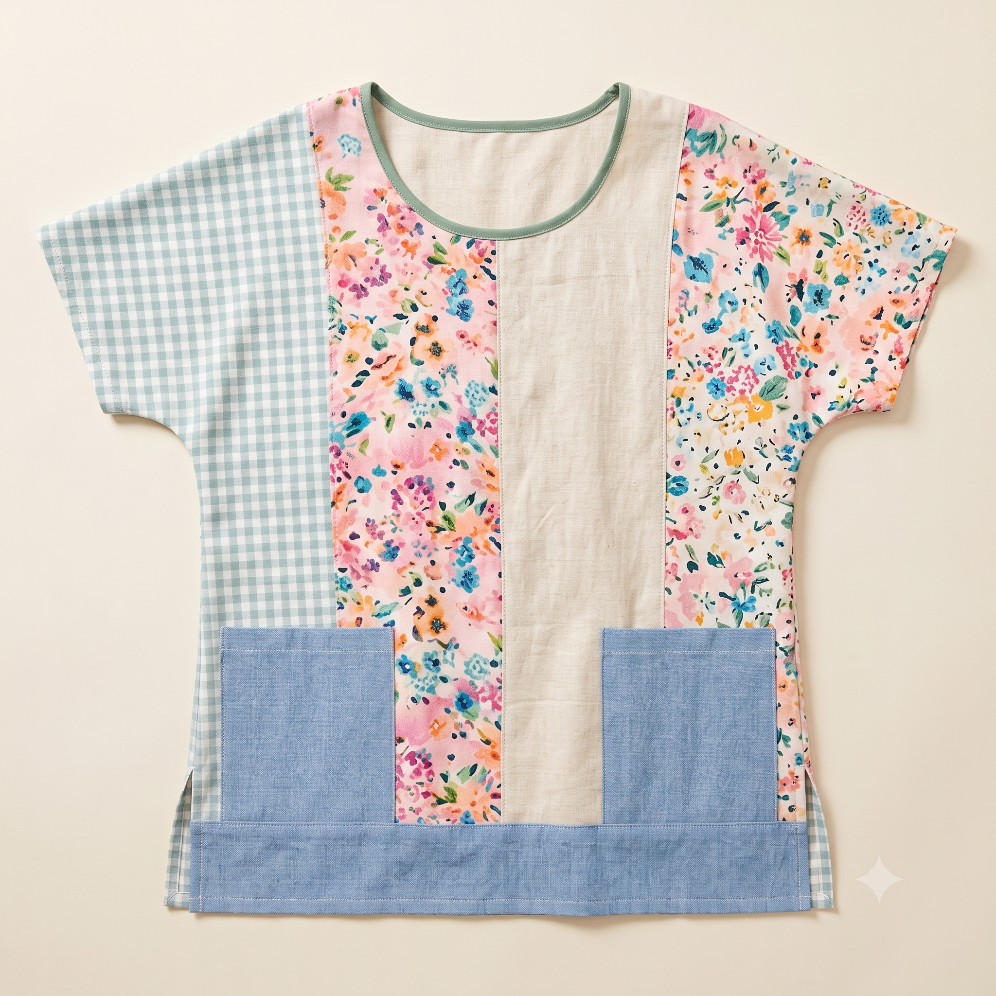 Scrap Buster Top Sewing Pattern PDF, Patchwork Panel Blouse with Pockets, Dolman Sleeve Top, Plus Size S-5XL, Instant Download
