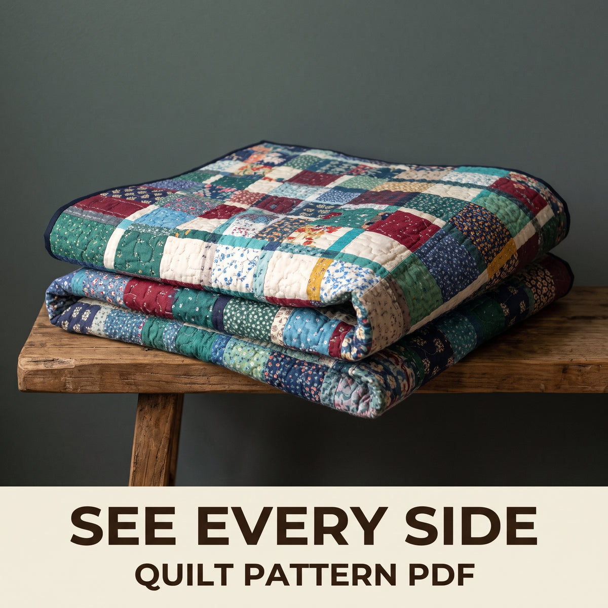 Plaid Look Patchwork Quilt Pattern, Dark Mid and Light Value Tartan Quilt, Fat Quarter Friendly, Instant PDF