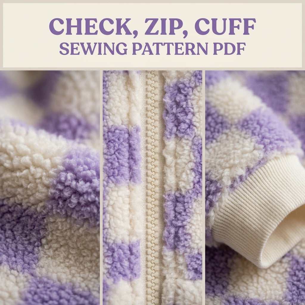 Kids Checkerboard Zip Hoodie Sewing Pattern PDF – Sherpa Hooded Jacket