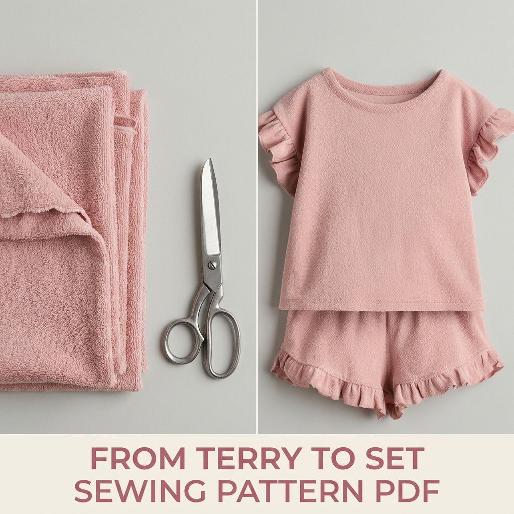 Kids Ruffle Terry Top and Shorts Sewing Pattern PDF –  Summer Set