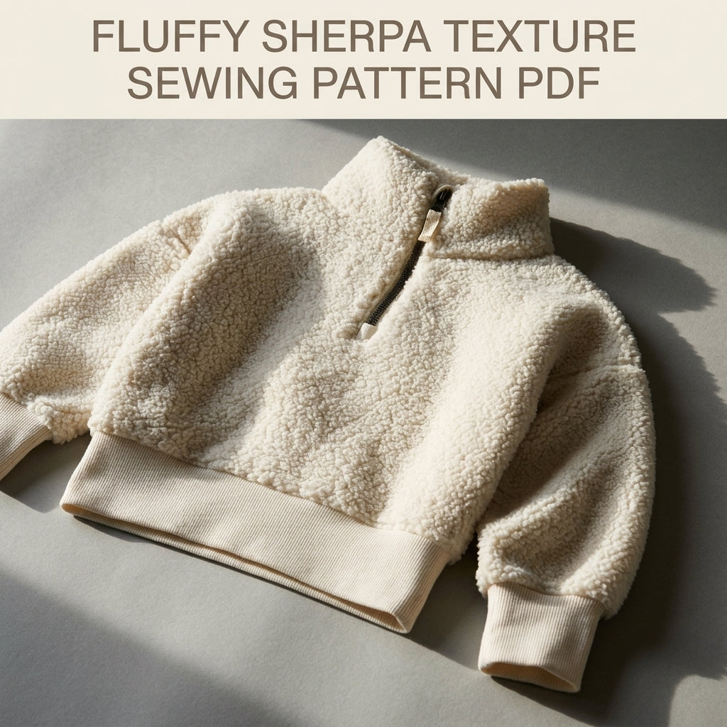 Kids Sherpa Half Zip Pullover Sewing Pattern PDF – Fleece Sweatshirt