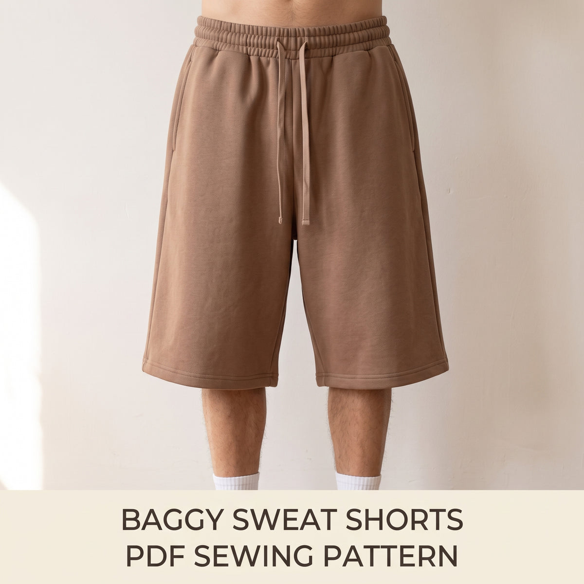Baggy Sweat Shorts Sewing Pattern PDF | Unisex Oversized Jogger Shorts with Pockets | Sizes 2XS-2XL | A0 & A4 Instant Download