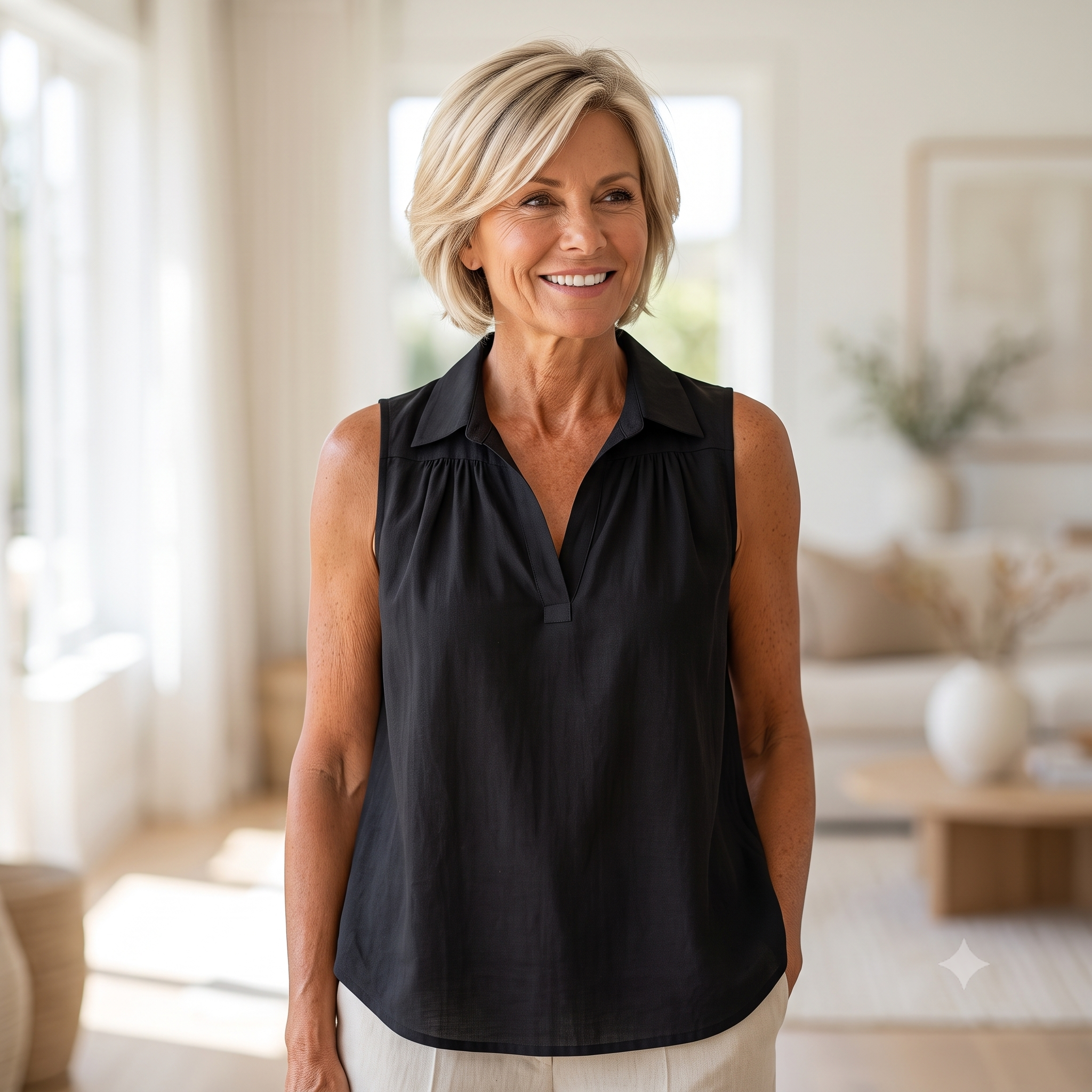 Sleeveless Blouse Sewing Pattern PDF, Women's Summer Top Pattern, Loose Fit V Neck Shirt, Collar Blouse Pattern XS–5XL, A4 A0 US Letter