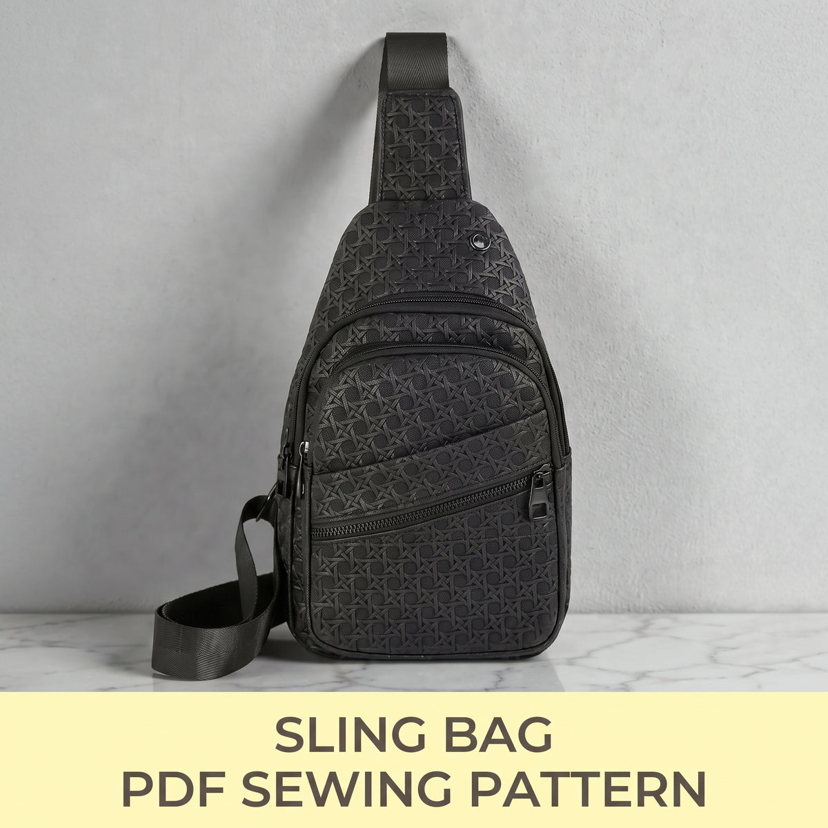 Men's Sling Bag PDF Sewing Pattern | Crossbody Chest Pack, 11.8 x 7 x 1.8 in | A0, A4, US Letter