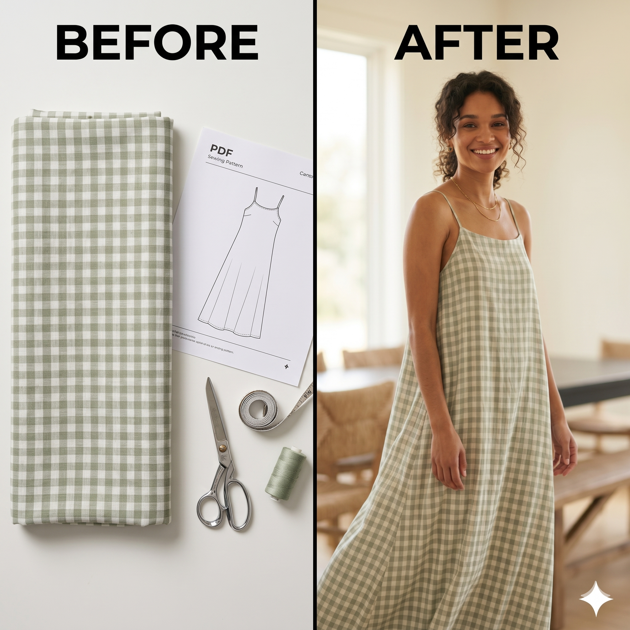 Spaghetti Strap Dress Sewing Pattern: Women’s A-Line Tent Sundress (PDF Download, XXS-5XL)