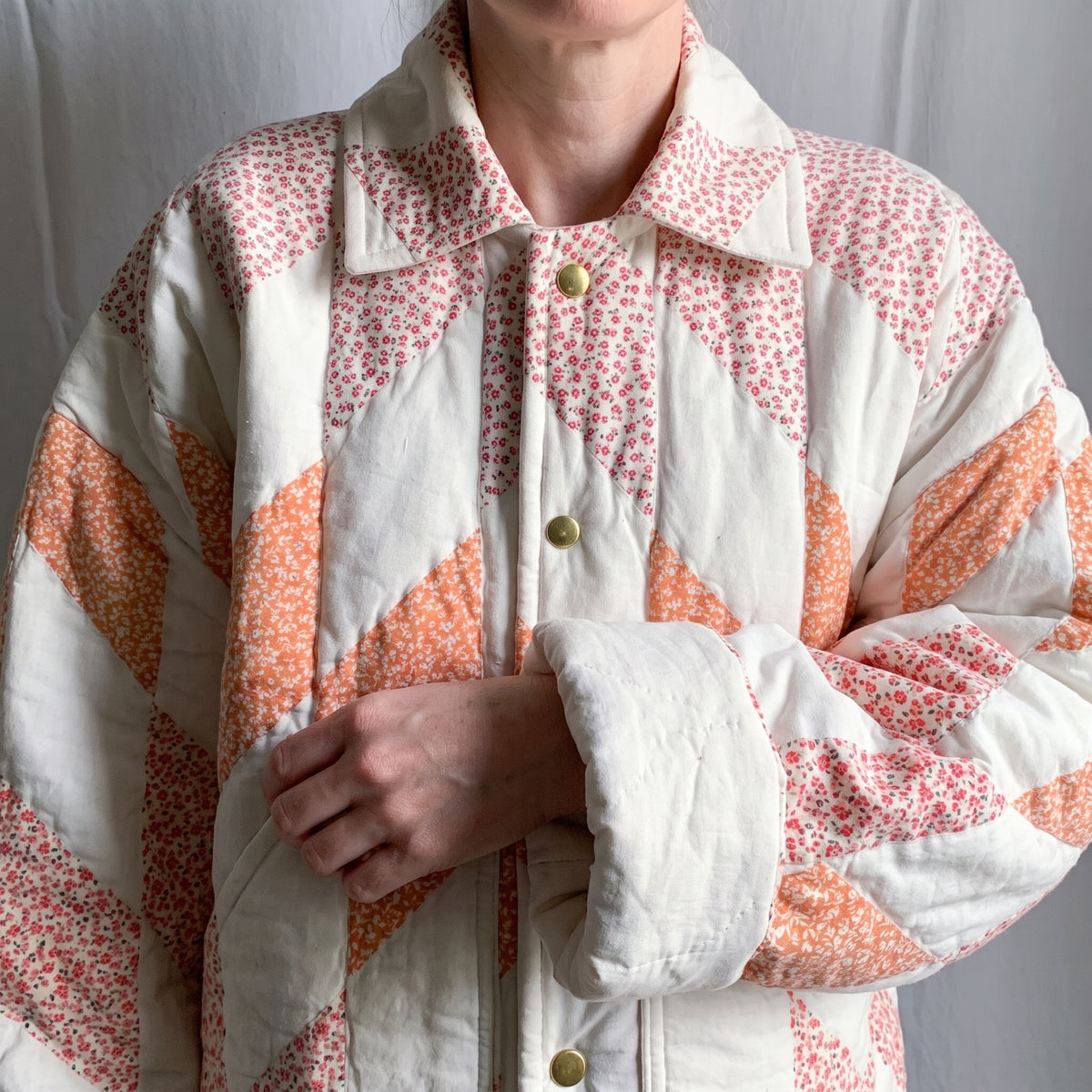 Quilt Coat Sewing Pattern PDF, Star Back Quilted Jacket with Snap Front and Collar, Vintage Quilt Upcycle, XS to 3XL