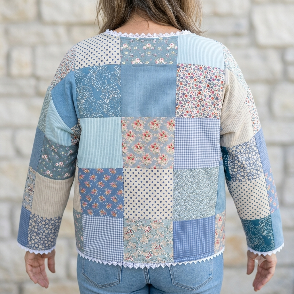 Patchwork Sweatshirt Jacket Sewing Pattern PDF | Beginner Quilted Jacket Tutorial | Charm Pack Project | Sizes S-XXL | Instant Download