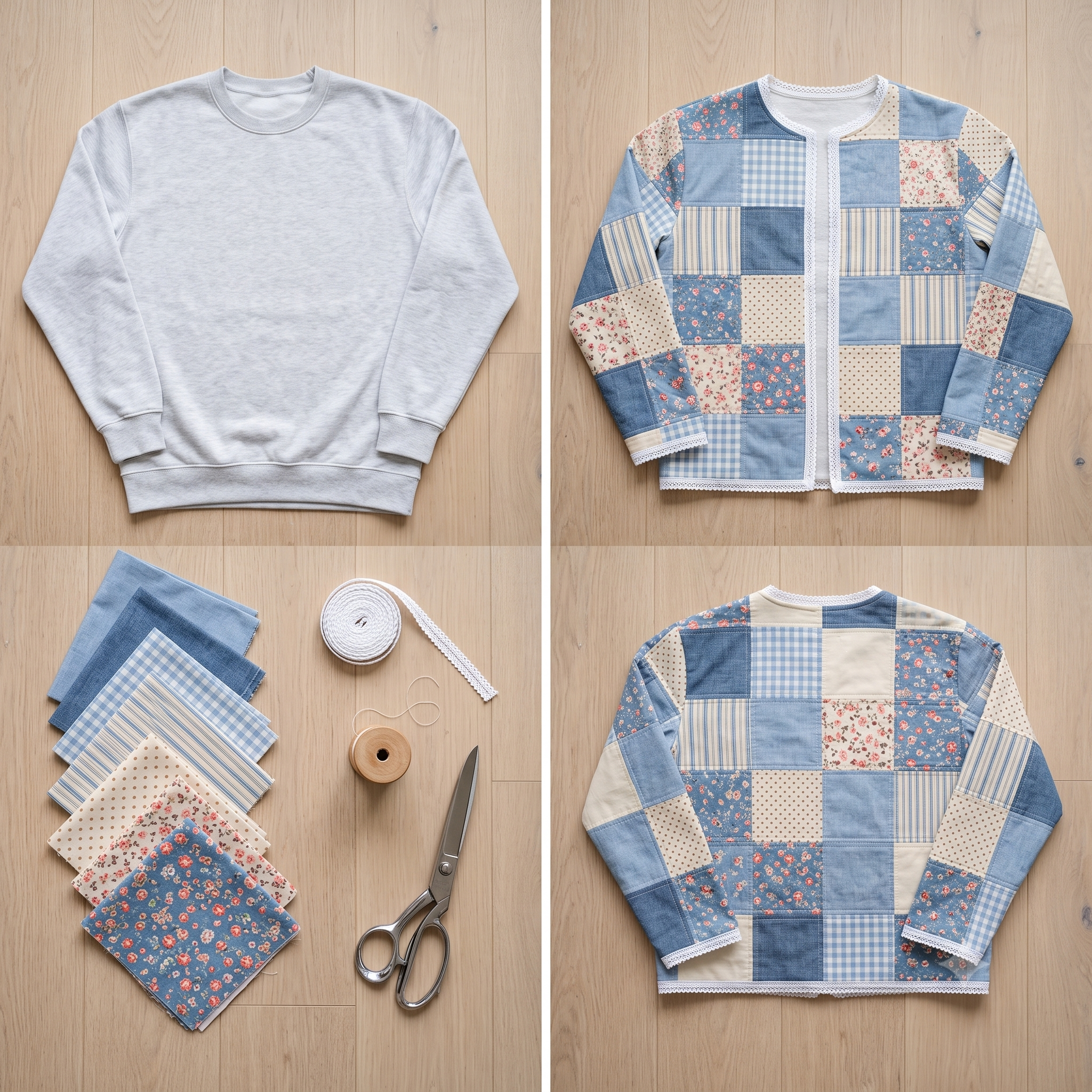 Patchwork Sweatshirt Jacket Sewing Pattern PDF | Beginner Quilted Jacket Tutorial | Charm Pack Project | Sizes S-XXL | Instant Download