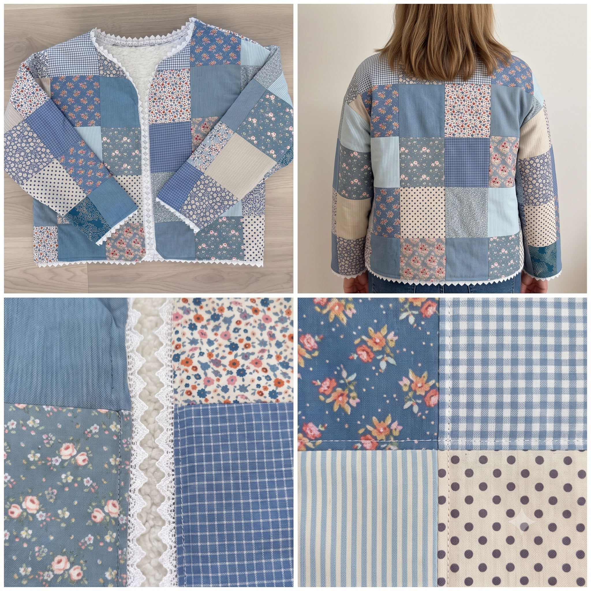 Patchwork Sweatshirt Jacket Sewing Pattern PDF | Beginner Quilted Jacket Tutorial | Charm Pack Project | Sizes S-XXL | Instant Download