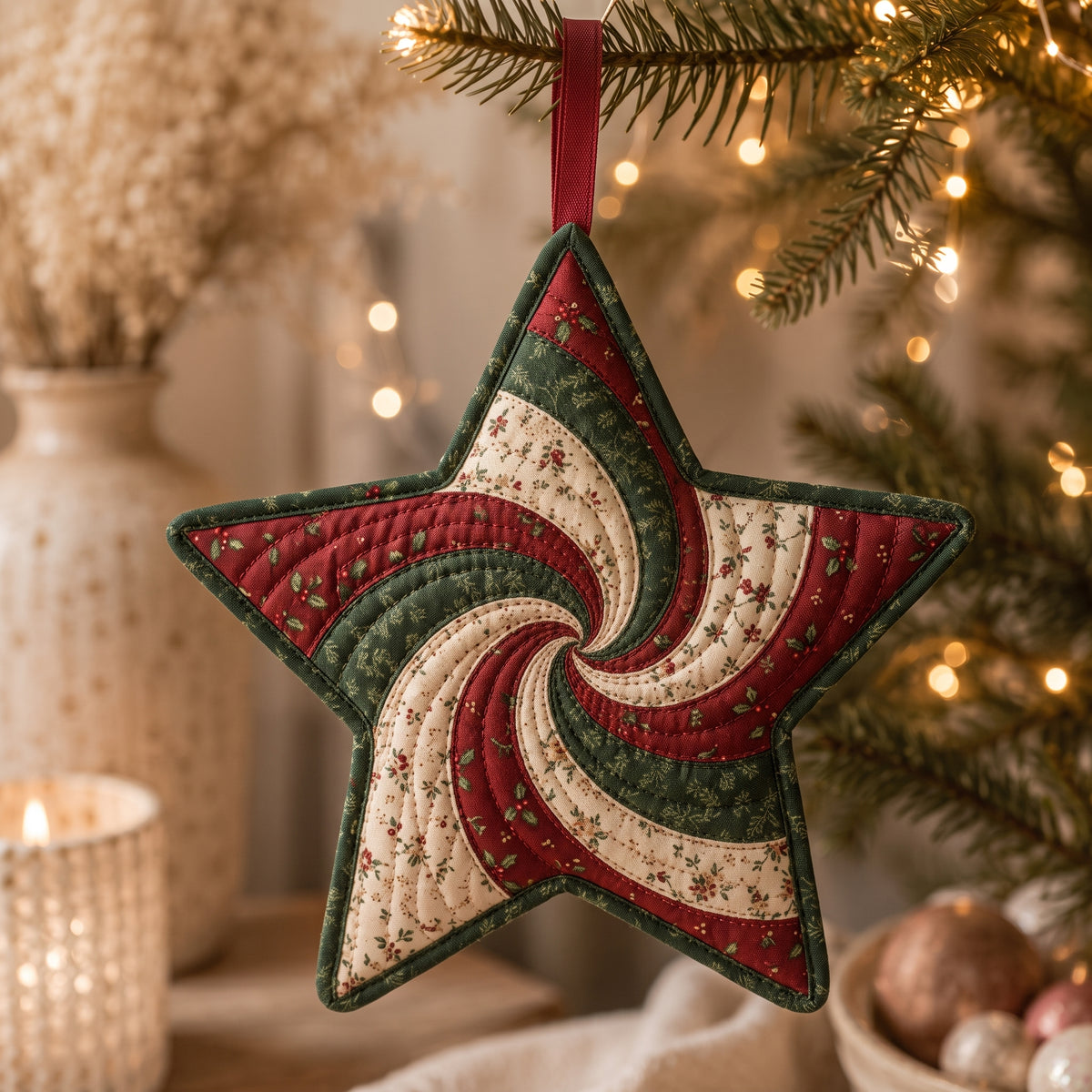 Quilted Star Ornament Pattern | Swirl Christmas Ornament, 7 Variations & 8 Palettes | Scrap Friendly | Instant Download PDF