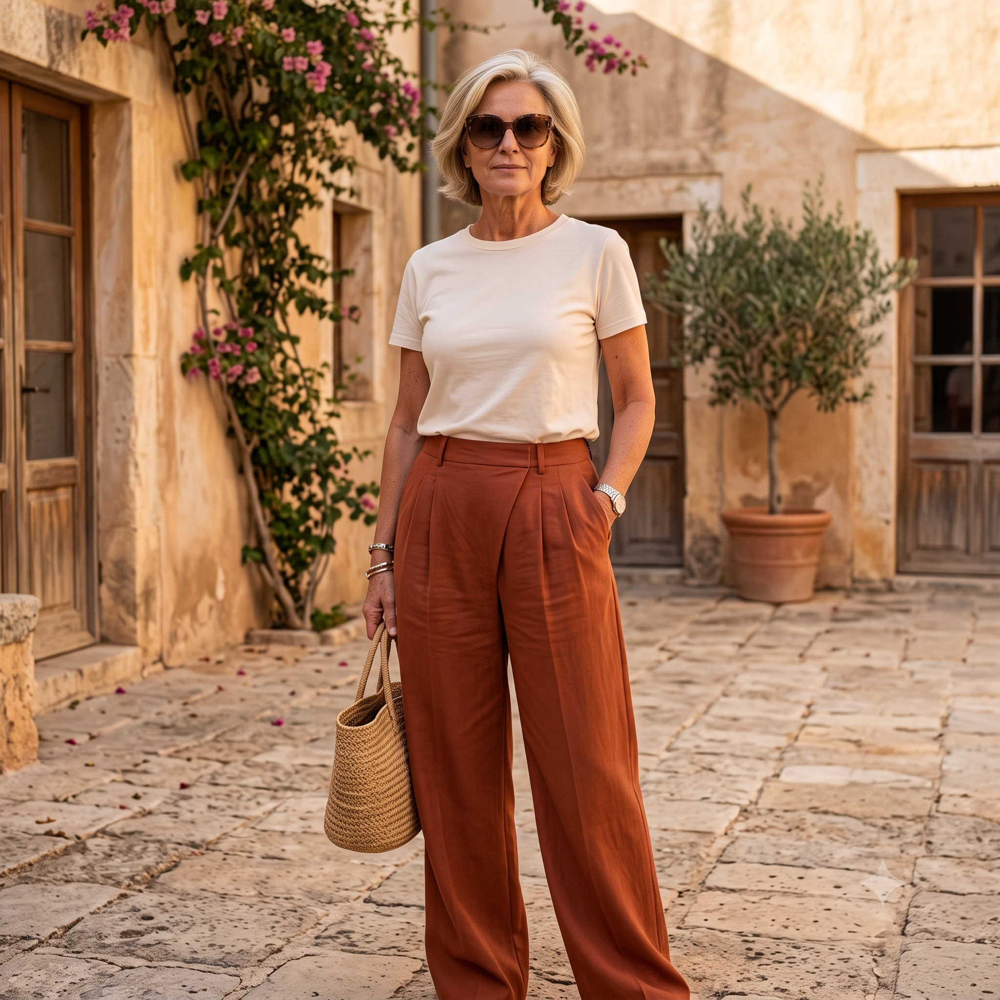 Trousers Sewing Pattern PDF | Taïs Flowy Summer Pants Pattern for Women, Pleated Front Elastic Back Trousers with Pockets, Beginner, XS-3XL