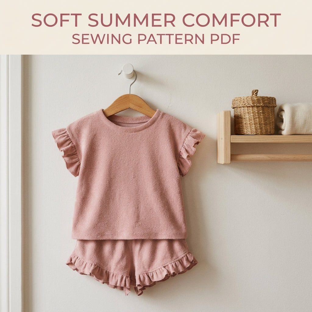 Kids Ruffle Terry Top and Shorts Sewing Pattern PDF –  Summer Set