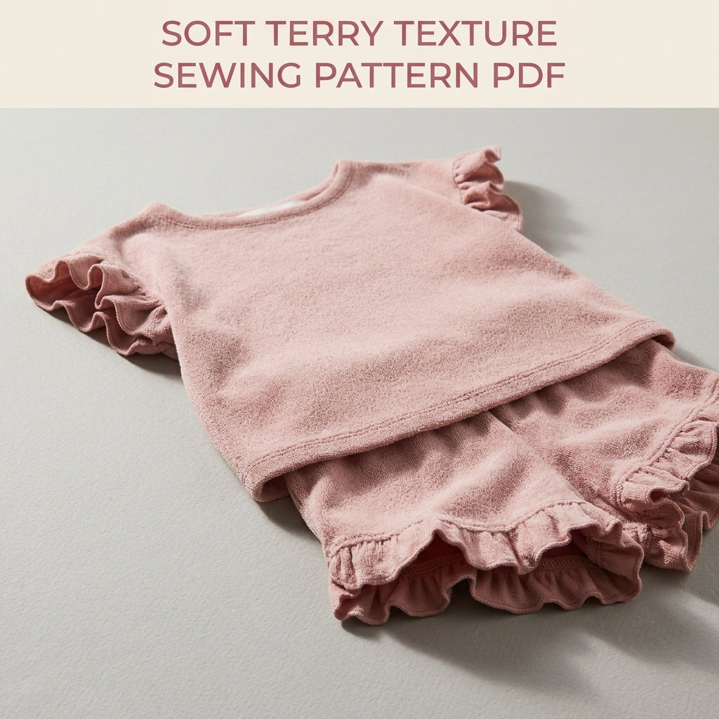 Kids Ruffle Terry Top and Shorts Sewing Pattern PDF –  Summer Set