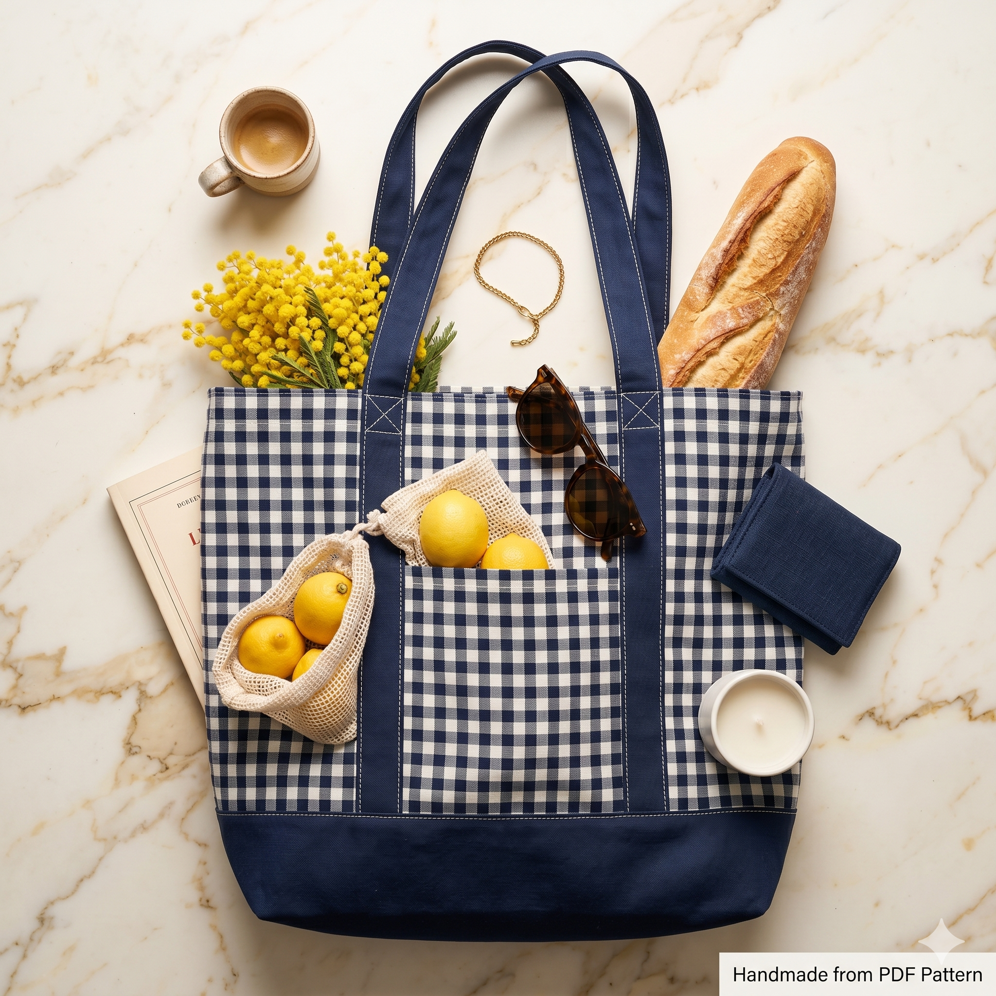 Tote Bag Sewing Pattern PDF | Beginner Friendly PDF Template (A4/A0 US Letter)