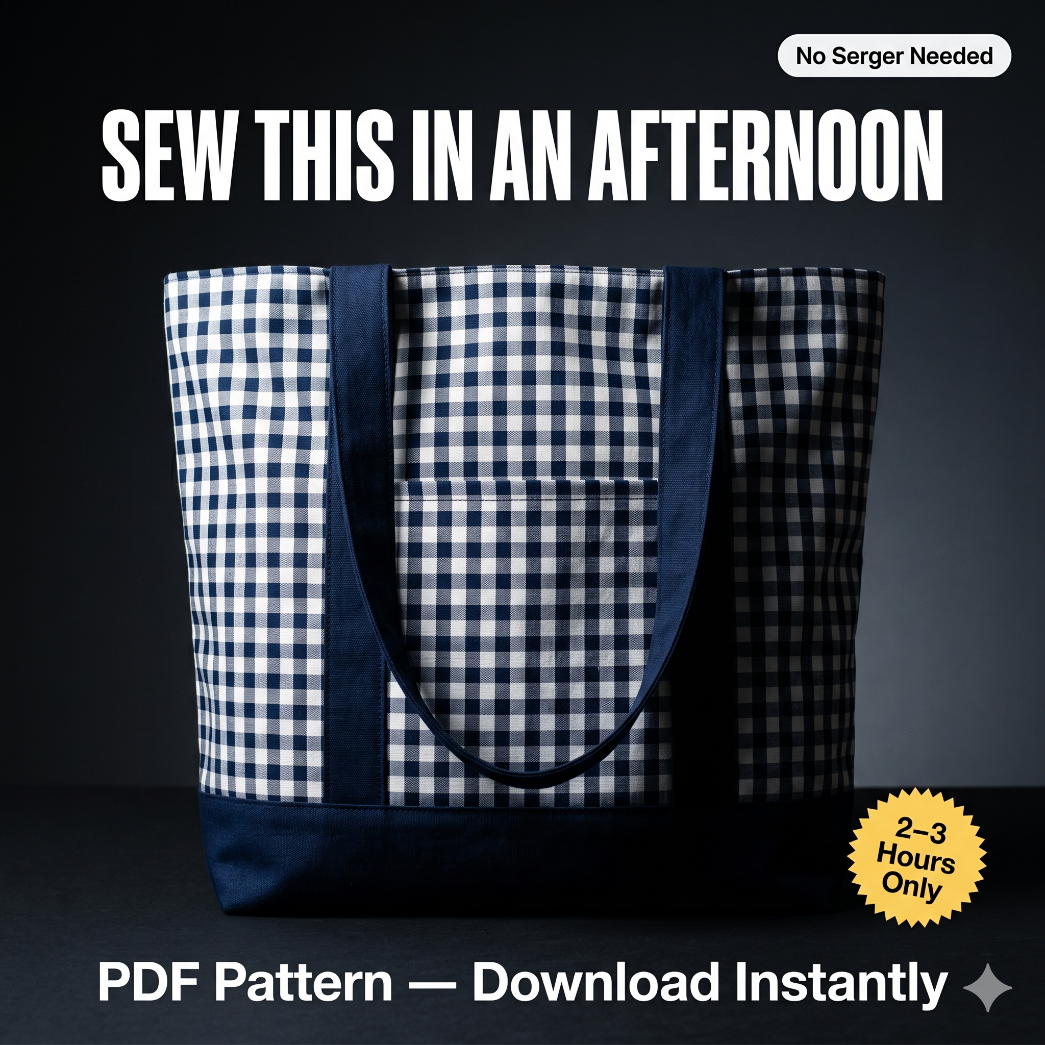 Tote Bag Sewing Pattern PDF | Beginner Friendly PDF Template (A4/A0 US Letter)