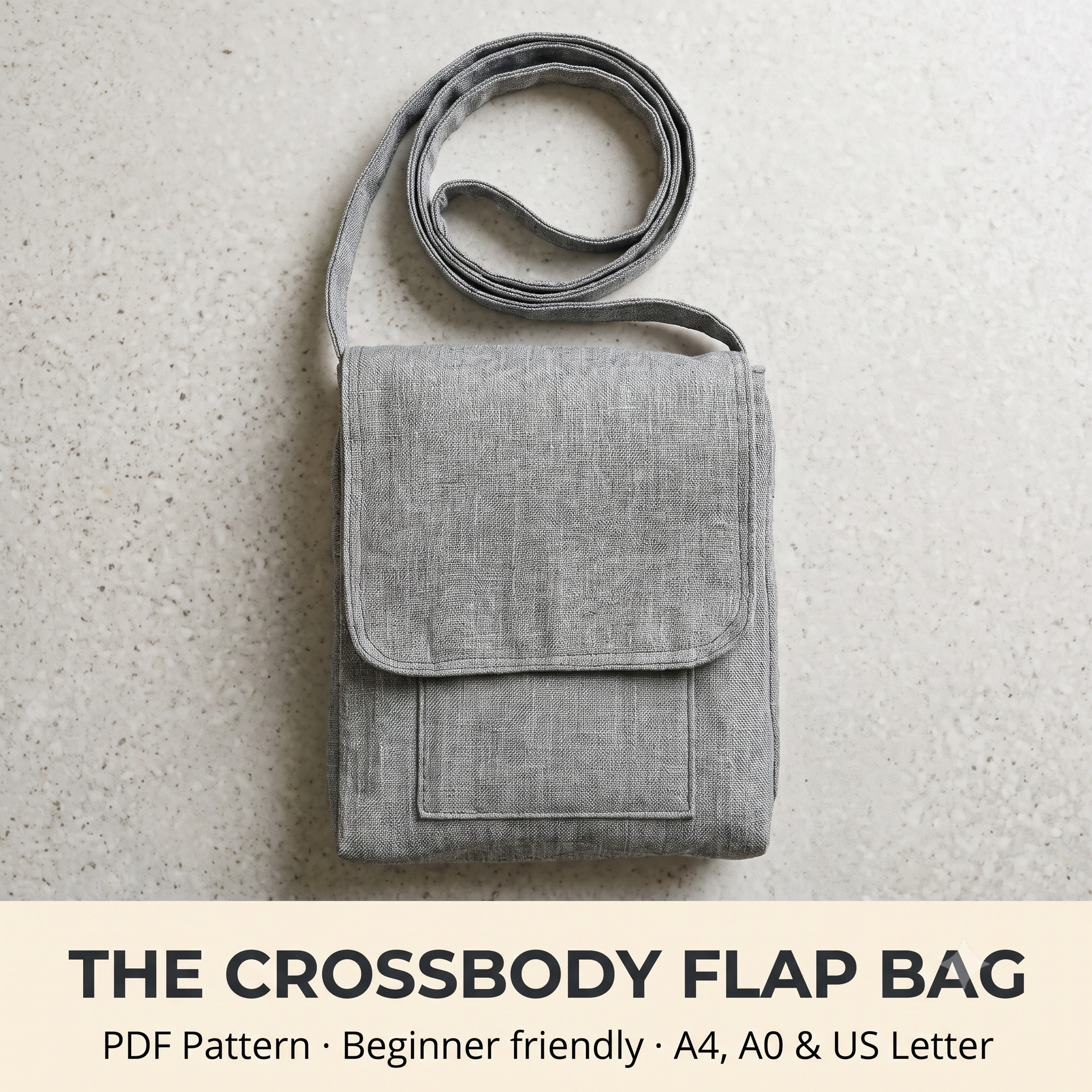 Crossbody Flap Bag PDF Pattern — Fits a Notebook and a Phone