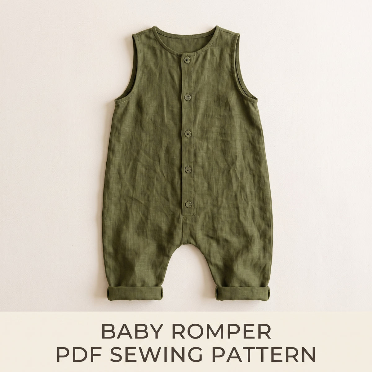 Baby & Toddler Romper Sewing Pattern PDF | Sleeveless Button-Front Jumpsuit | Newborn to 6 Years | A4 & A0 Instant Download
