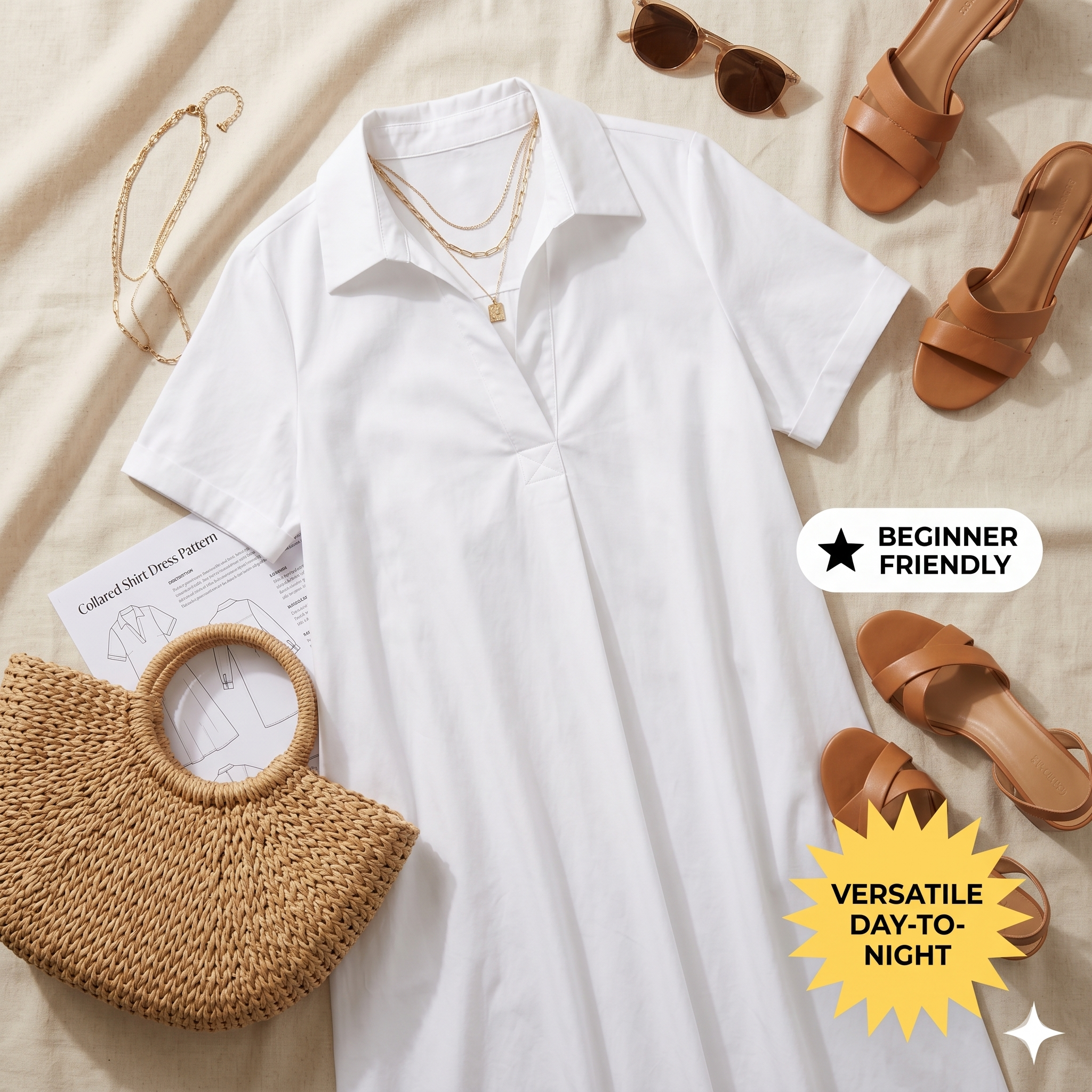 ✨ Urban Shirt Dress – Instant Download PDF Sewing Pattern