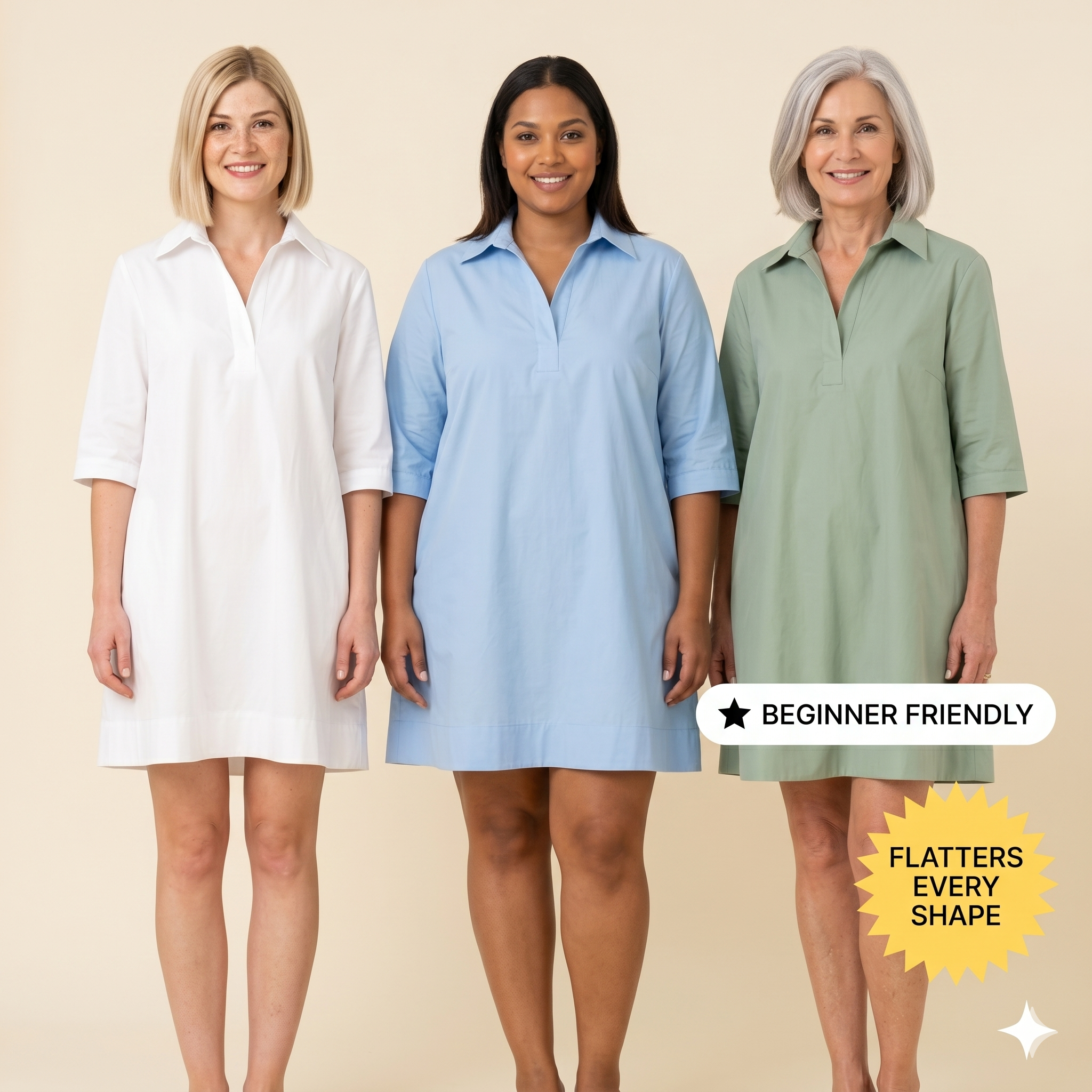 ✨ Urban Shirt Dress – Instant Download PDF Sewing Pattern