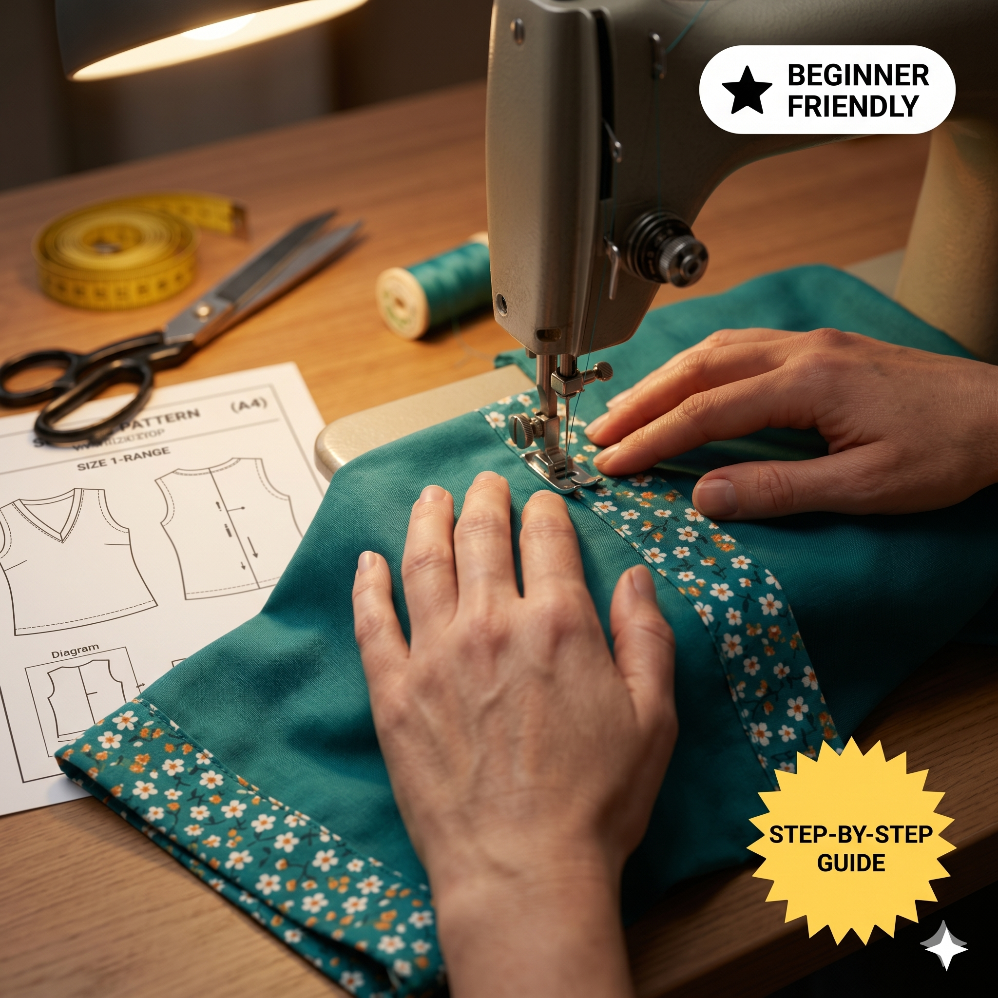 V-Neck Top Sewing Pattern – Relaxed Fit PDF, Sleeveless Summer Blouse, XS-3XL
