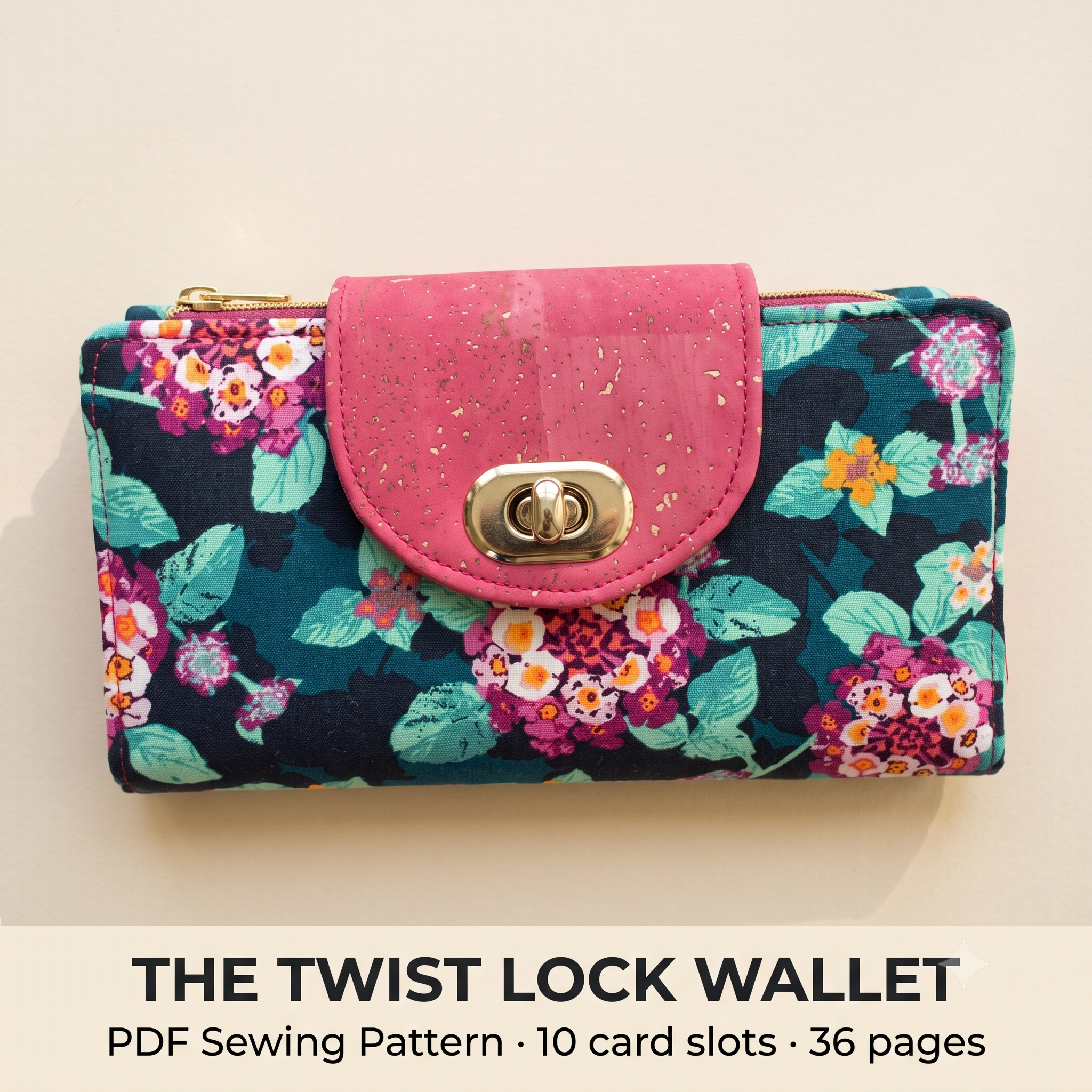 Wallet Sewing Pattern PDF, Twist Lock Clutch Wallet with Card Slots and Zipper Pockets, Advanced Beginner Bag Pattern, Instant Download