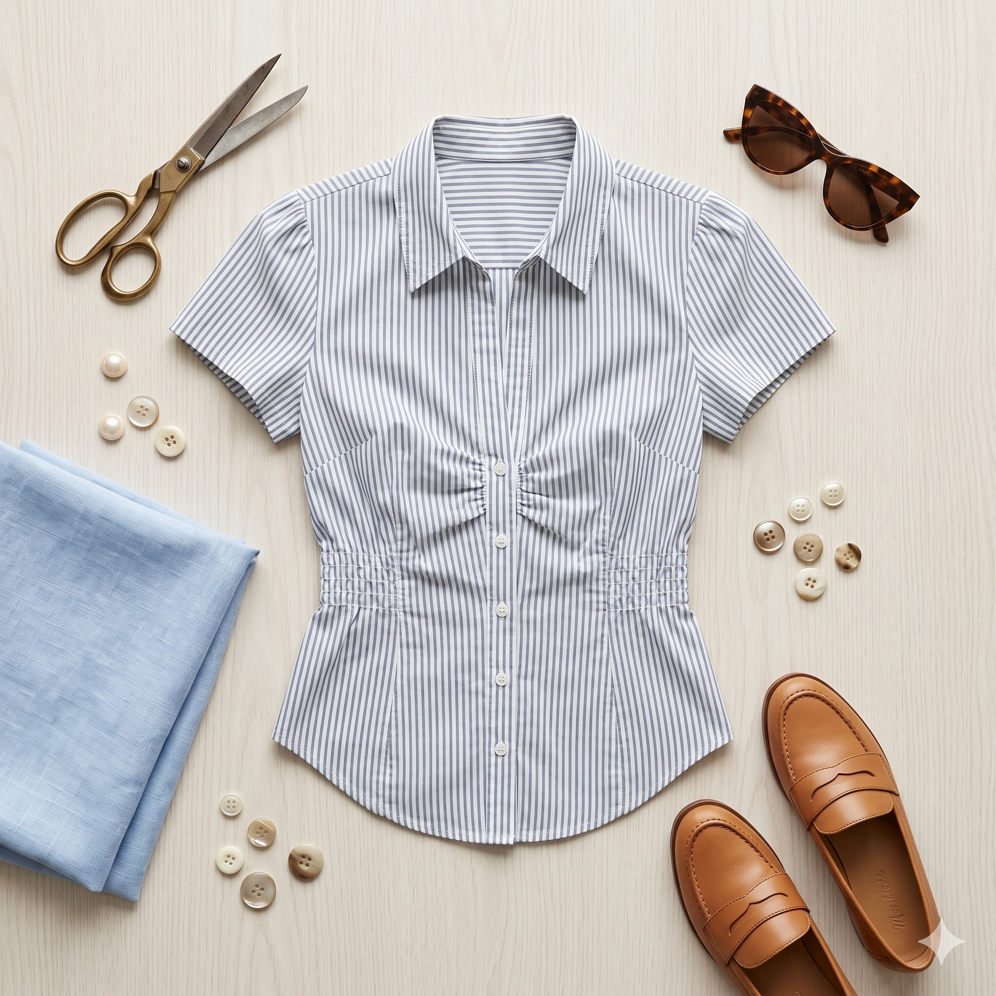 Women's Short Sleeve Shirt PDF Sewing Pattern, Classic Button Up Blouse, Summer Shirt Pattern, Instant Download, Digital Sewing Pattern