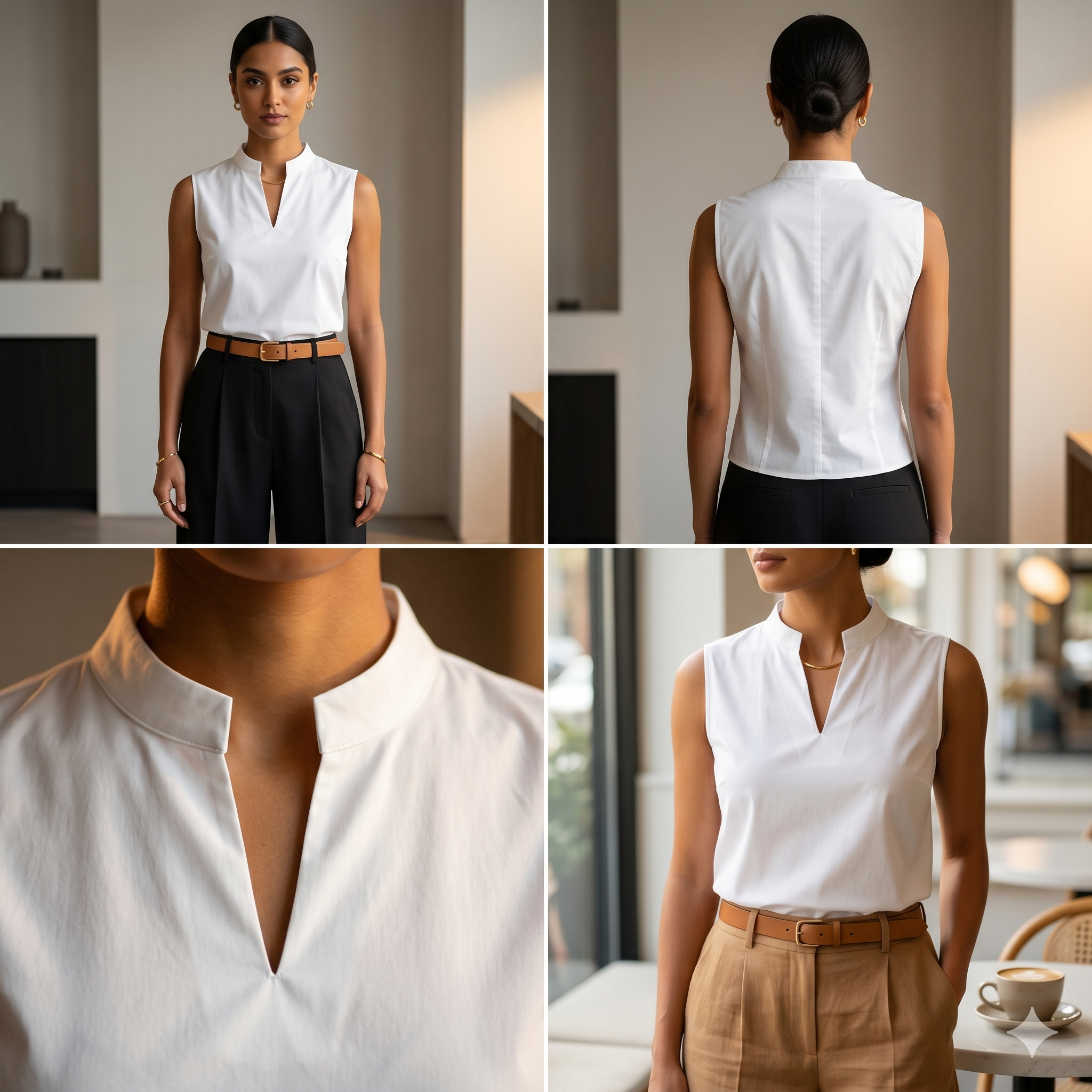 Women's Sleeveless Blouse Sewing Pattern, Easy Linen Tank Top Pattern, Elegant Notched Neck Shirt PDF, Basic Beginner Friendly XS-3XL